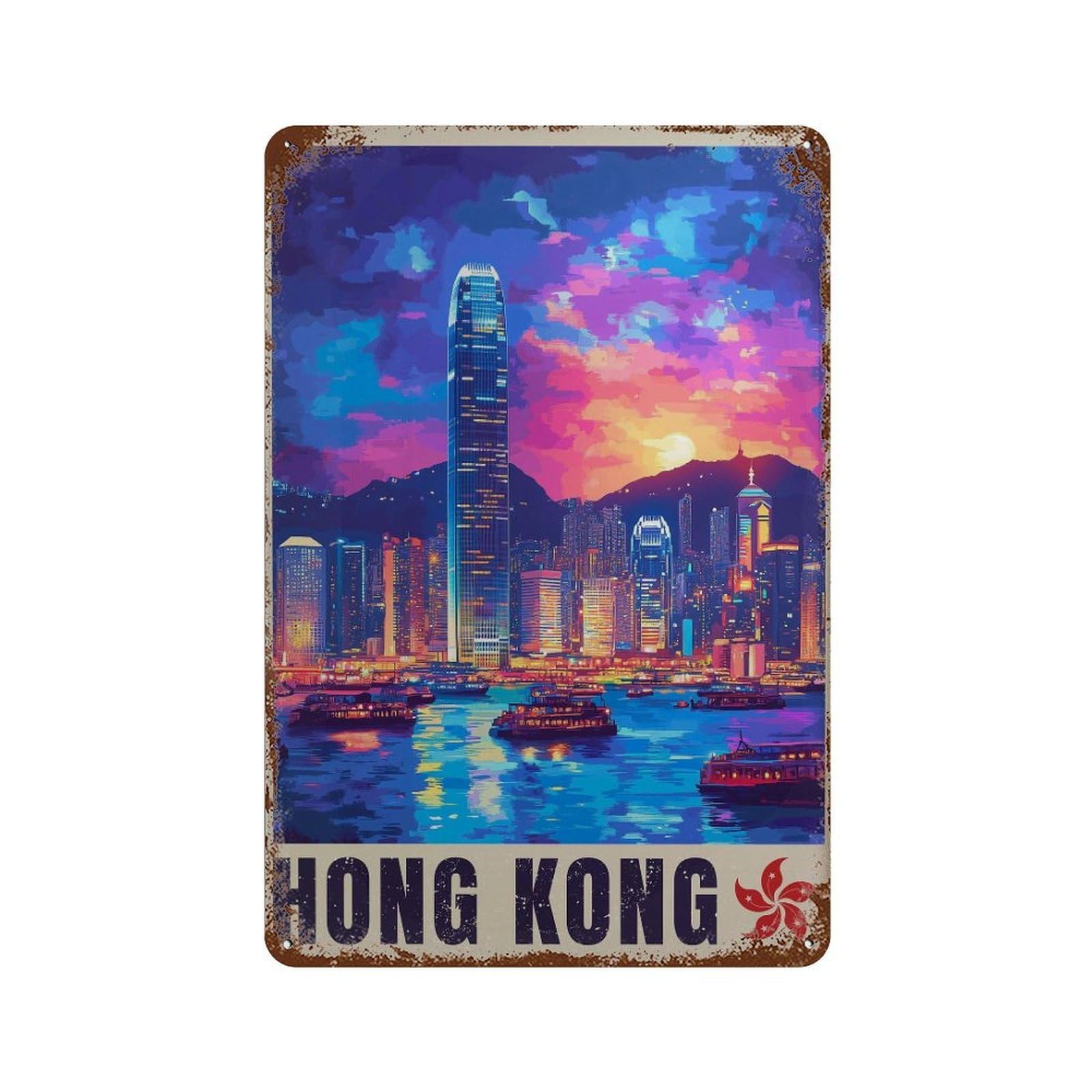 xiaoxiaoshen Hong Kong Travel East Asia Wall Decor Art Metal Tin Poster Modern Home Decor Art Home Bar Shop Decorations Vintage Sign 30x20cm