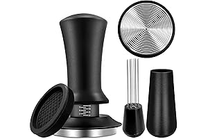 Professional Espresso Hand Tamper (51MM), Calibrated Spring Loaded, Silicone Mat, Flat Stainless Steel Base Tamper