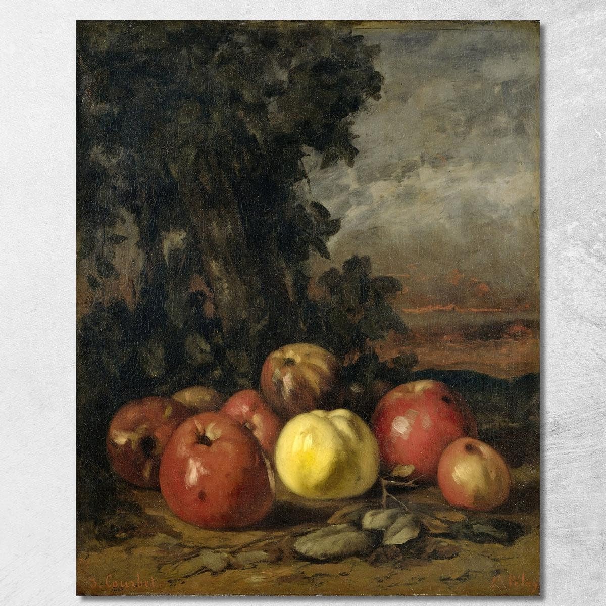 Toile Fine Art Courbet Nature morte avec pommes Tableau encadré prestige