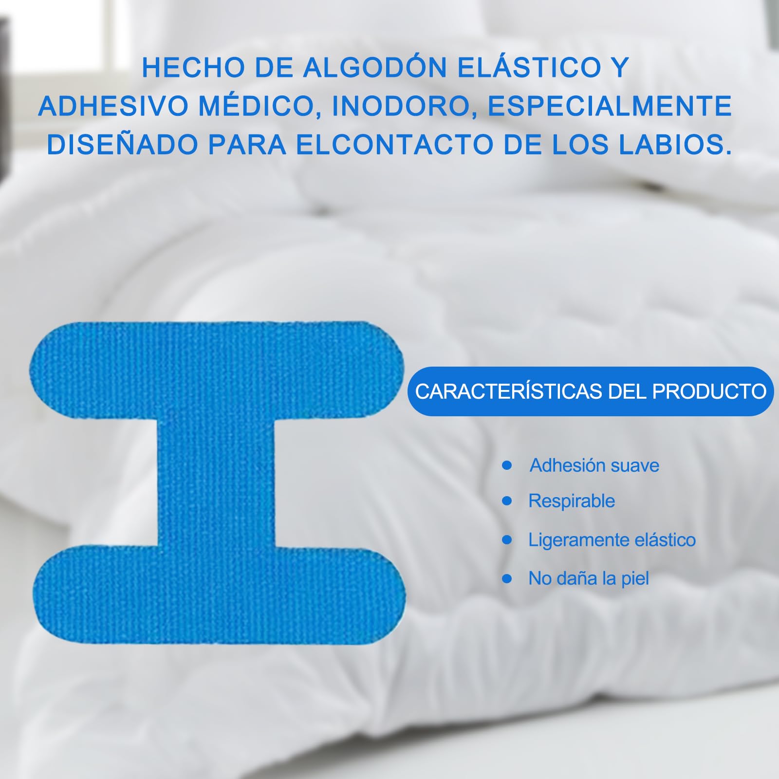 60 Piezas Mouth Tape for Sleeping, Anti Ronquidos Myotape, Cinta Bucal para Dormir, Solución para Ronquidos, Alivio Inmediato del Ronquido, Menos Respiración Bucal (Azul-H)