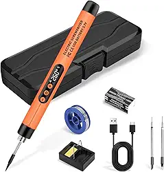 Dmyond Kit de ferro de solda sem fio, ferro de solda portátil recarregável por USB, termostático de temperatura ajustável digital LCD para reparo de eletrodomésticos, faça você mesmo