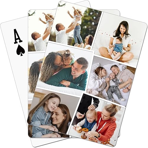 jakilee Naipes de fotos personalizados cartas personalizadas con 6 fotos, para fiestas, bodas y más