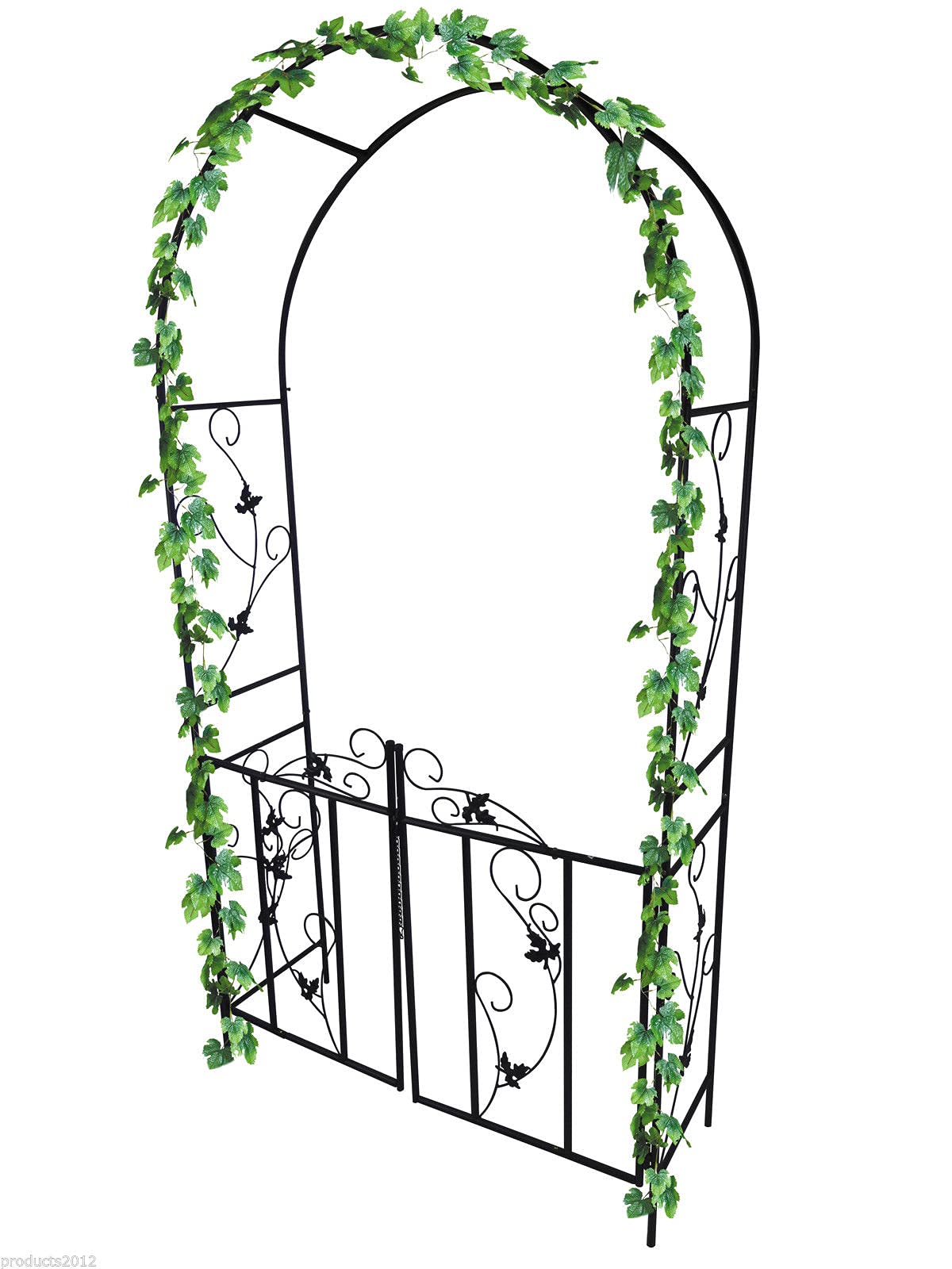 Garden Arch Metal Rose Plant Climbing Trellis Archway Climber Arched Frame With Gate