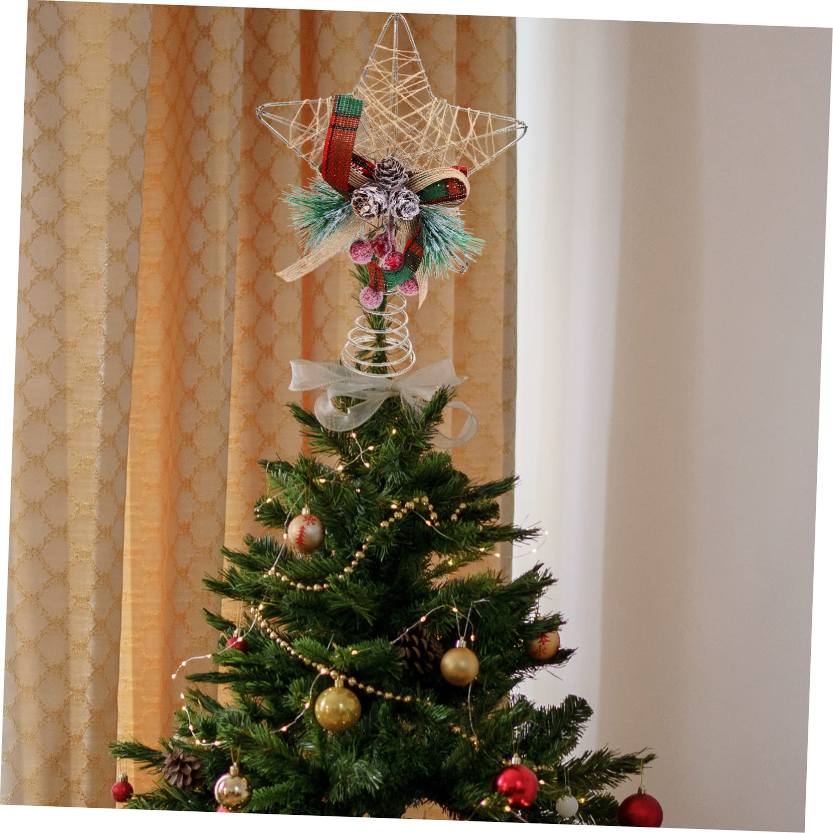 Cabilock 4 Stück weihnachtsbaumspitze Stern Party Lebkuchen Tür Engel Christbaumspitze Weihnachtsstern anhänger spriegel anhänger zurrösen ortgang Weihnachtsschmuck Weihnachtsanhänger Stoff
