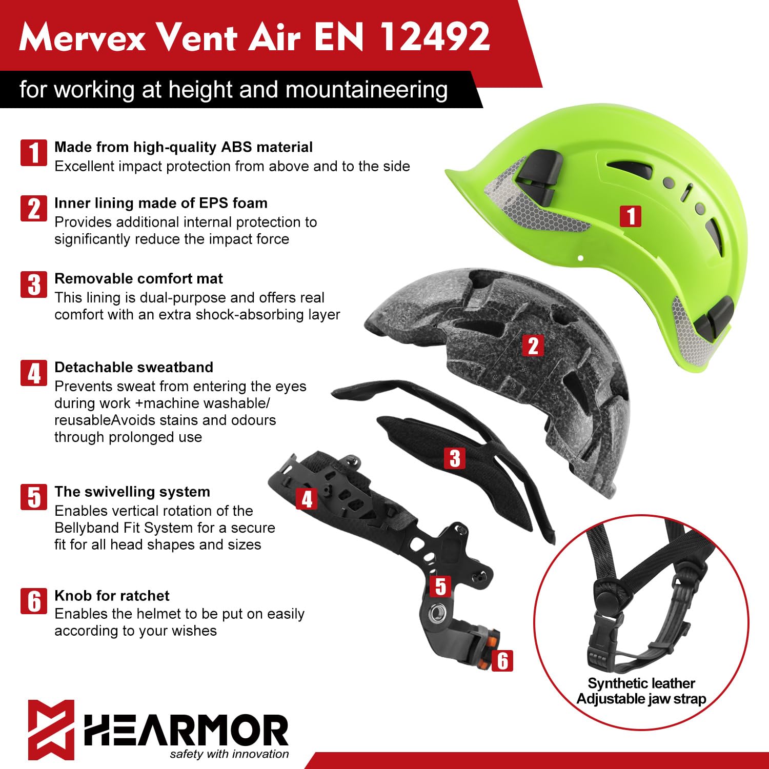 HEARMOR Industrial Helmet for Working at Heights Adult Construction Helmet with Bluetooth Active Hearing Protection Passed EN12492 Certification - Image 3