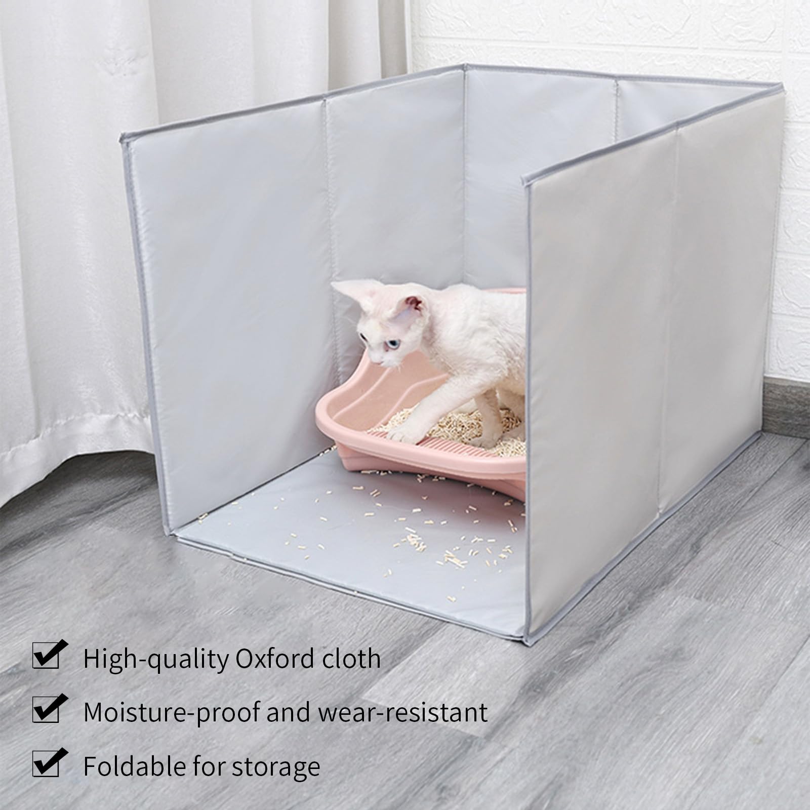Protector de caja de arena para gatos a prueba de salpicaduras, tapete flexible de PVC, bandeja de instalación rápida, valla de barrera para el hogar, caja de espacio reducido, barrera contra