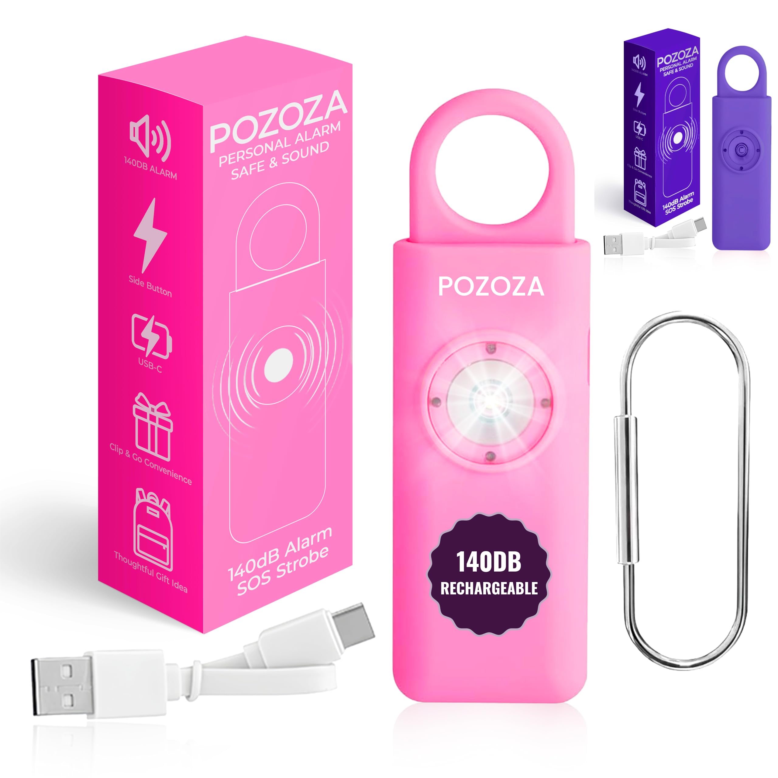 Amazon.com: POZOZA - 140dB Loudest USB-C Rechargeable Personal