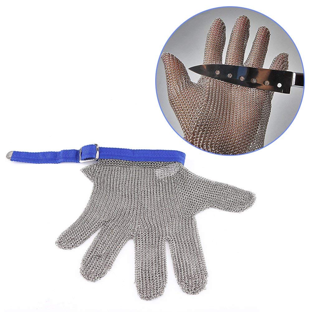 1pc de acero inoxidable 304 guante resistente a los cortes Guantes anti-corte guantes de carnicero para la protección de los guantes de seguridad/guantes de construcción, de gran tamaño