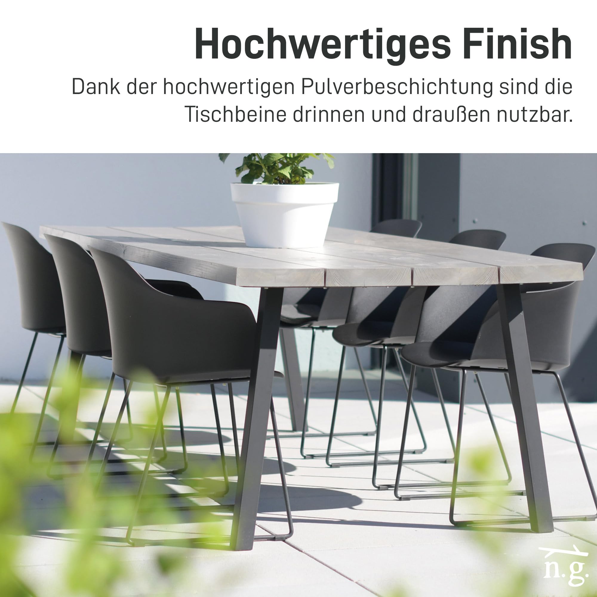 Natural Goods Berlin 4er Set Tischbeine Metall Standard Legs Höhe 72 cm schwarz/Möbelfüße Metall schräg 96° / Tischfüße für Esstisch, Schreibtisch, Couchtisch, Hocker, Sitzbank