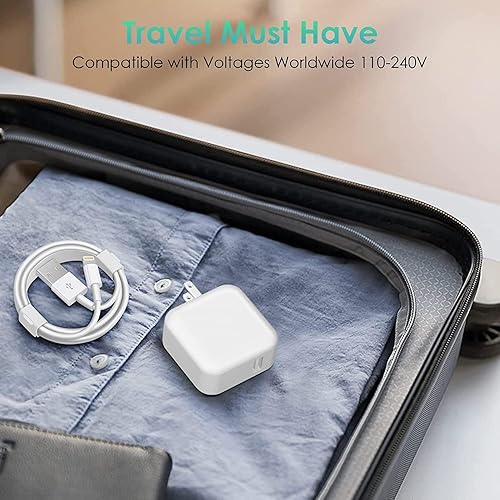 Miniatura 7 de Cargador para iPad, certificado MFi Cable de carga para iPad de 10 pies, cargador de iPad de 12 W, bloque de carga rápida, enchufe de viaje portátil