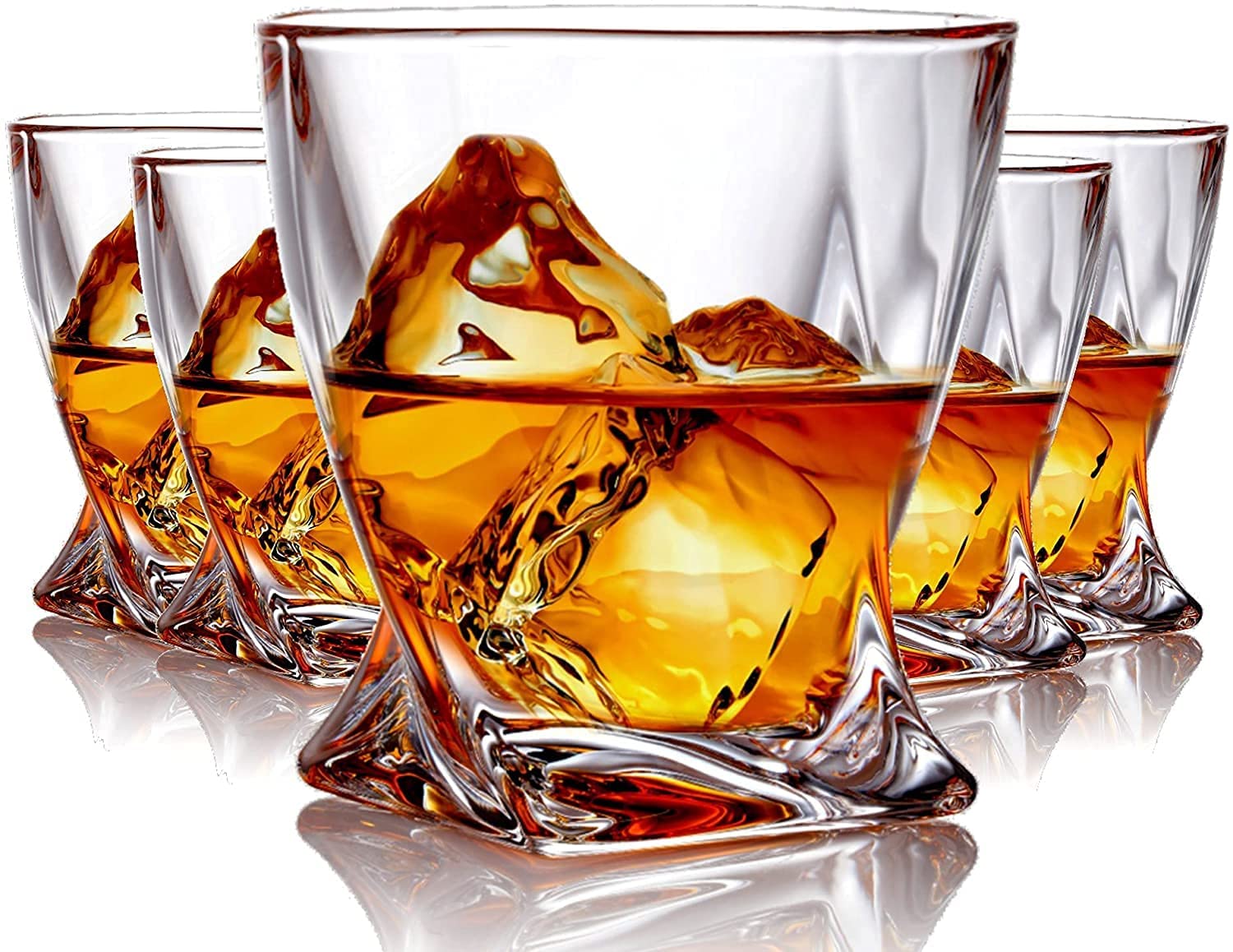 MZP Italian Premium Crystal Cut Whiskey Glasses Set of 6-300 ML Diamond Glass Bar Glass for Drinking Bourbon, Whisky, Scotch, Cocktails,Glass, Crystal Glass (Time Stone /*6, 300 ml) 3