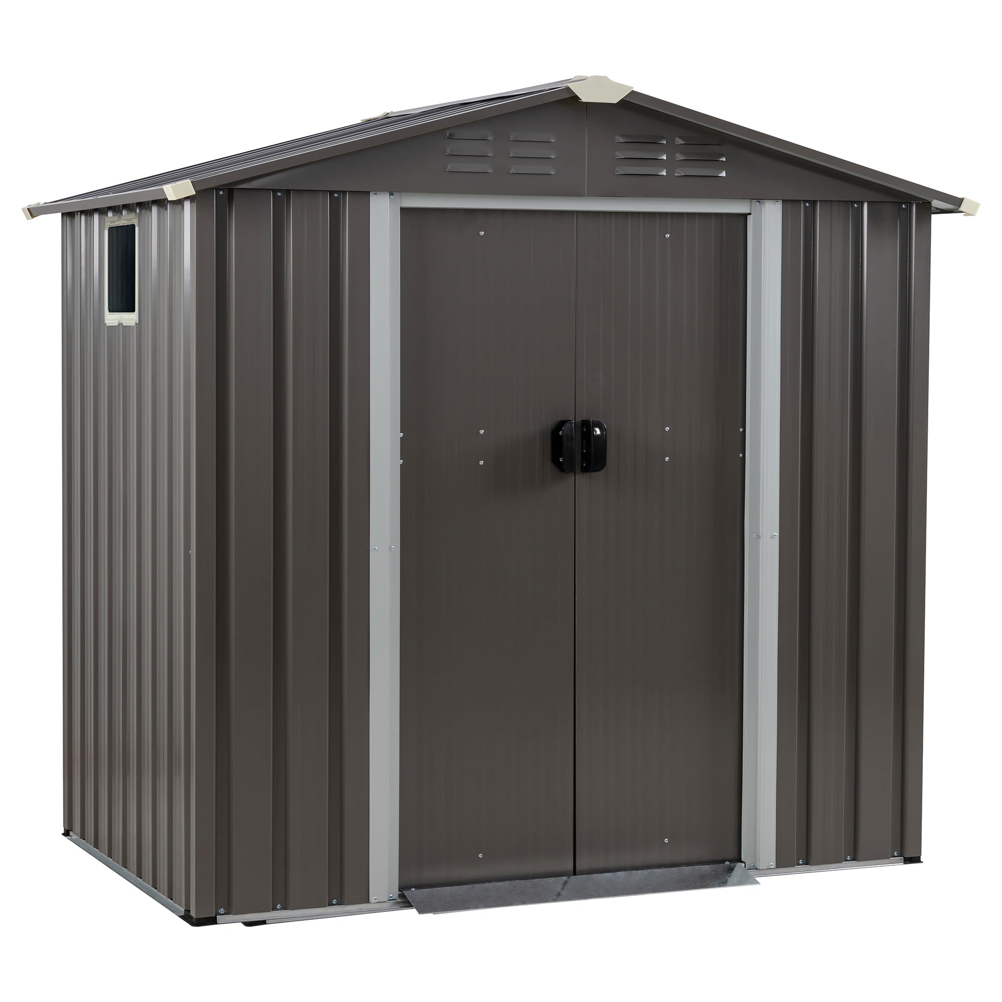 JYQAQA 6x4 FT Outdoor Garden Storage Shed,Waterproof Metal Garden Sheds with Lockable Double Door,Weather Resistant Steel Tool Storage Shed for Patio,