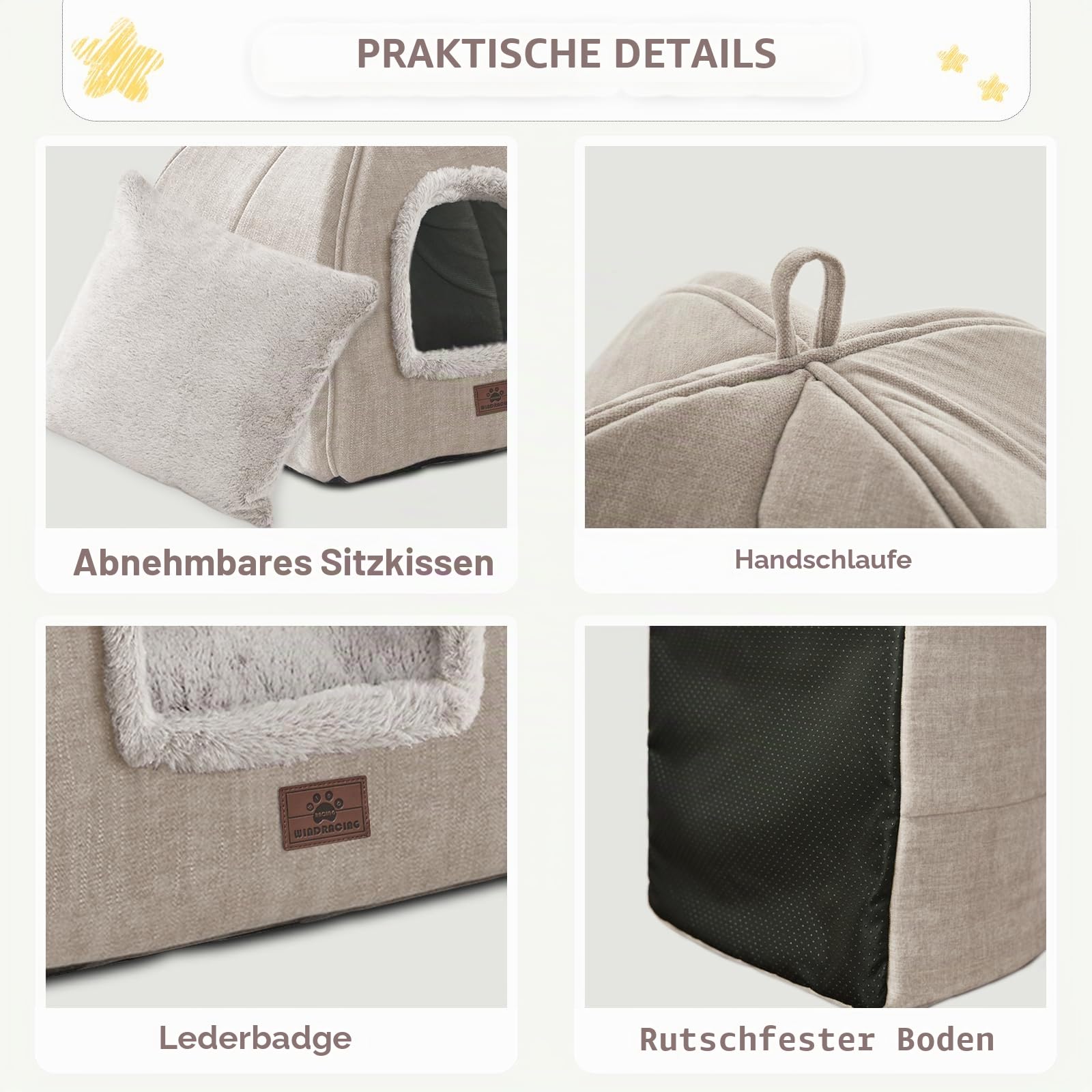 Katzenbett für Indoor-Katzen - Katzenhöhlenbetten Katzenhaus Katzenzelt mit abnehmbarem waschbarem Polsterkissen, weichen Kätzchenbetten, Katzenbetten & Möbel, für kleine und mittlere Haustierbetten