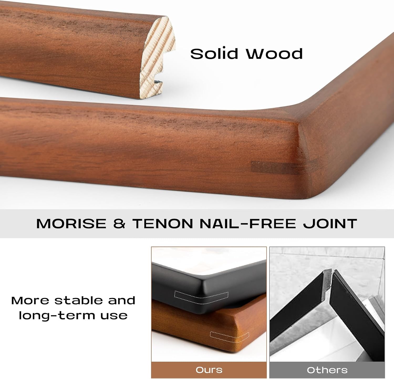 Golden State Art, 4x6 Collage Picture Frame - Solid Wood with Real Glass - Multi Picture Frame for (4) 4x6 Photos or One 9.5x13.5 Print - Rounded Corner Design - Collage Wall Decor - Brown - Image 6