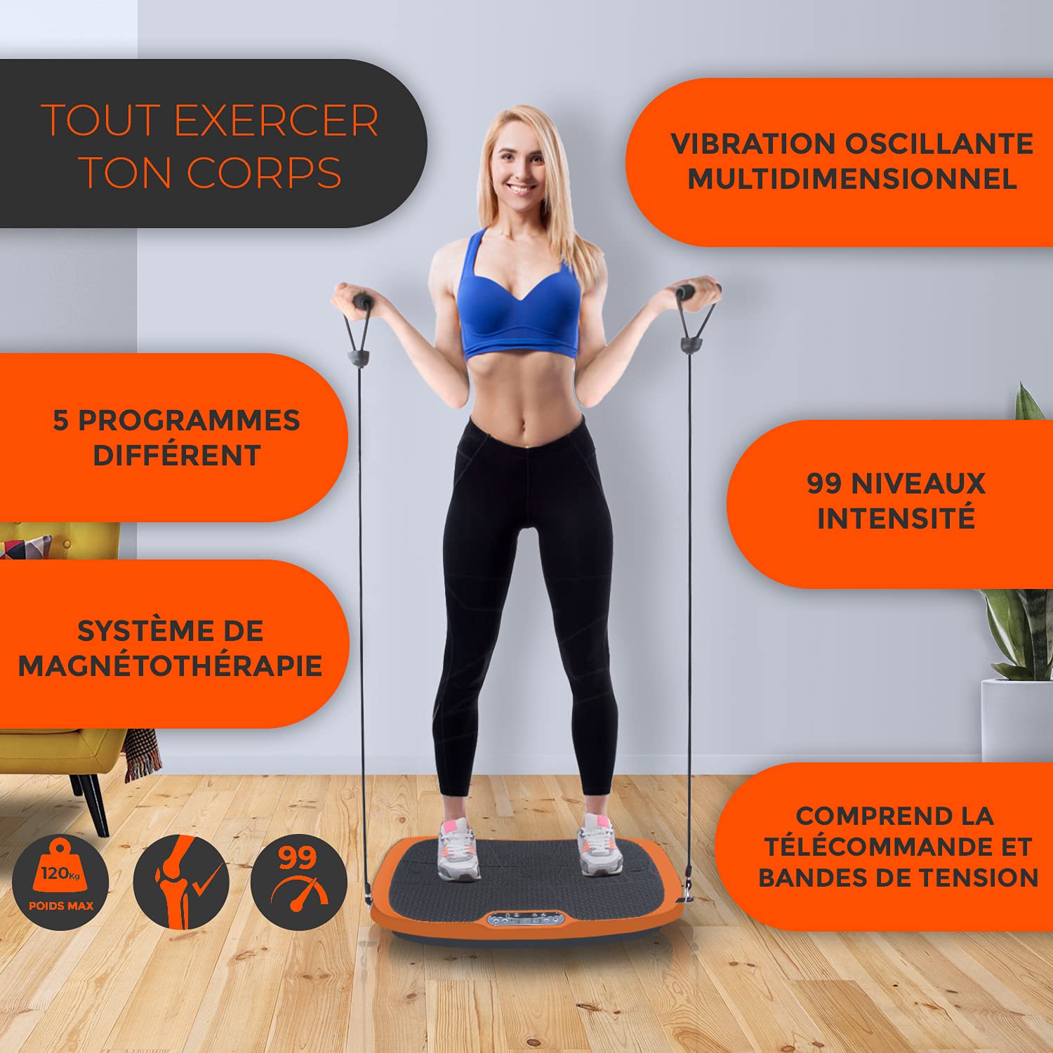 Exercitador de Pernas BONPLUS Fitlegs Pro com controlo Remotol (30 Níveis de Vel