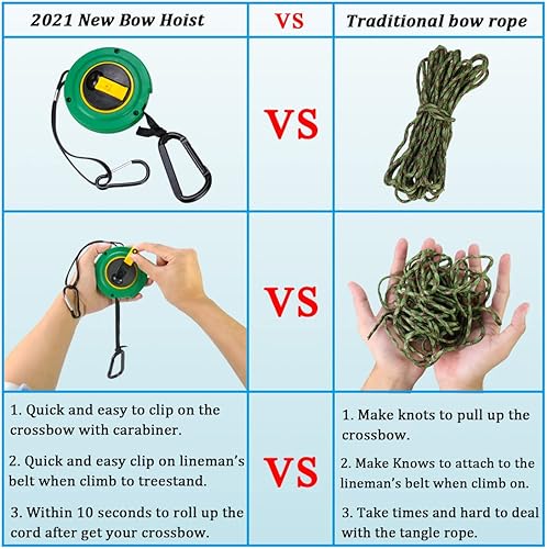Miniatura 6 de Alzamiento de arco retráctil, cuerda de arco, Equipo de caza de arco, rapido y fácil carrete cuerda ballesta, pistola, mochila, rifle, soporte de