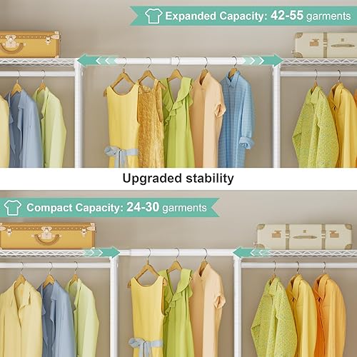 Miniatura 3 de SEMHOR E06 - Perchero extensible resistente para armario vertical, grandes estantes de ropa independientes con estantes, sistema de armario de acero