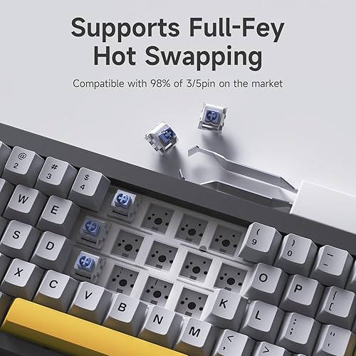 Miniatura 3 de NACODEX 308I - Miniteclado inalámbrico con Bluetooth, diseño compacto con 84 teclas redondas, estilo retro, teclado portátil para computadora con