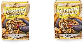 2 Packs Dragon Shield Matte Gold Standard Size 100 ct Card Sleeves Value Bundle! â€¦