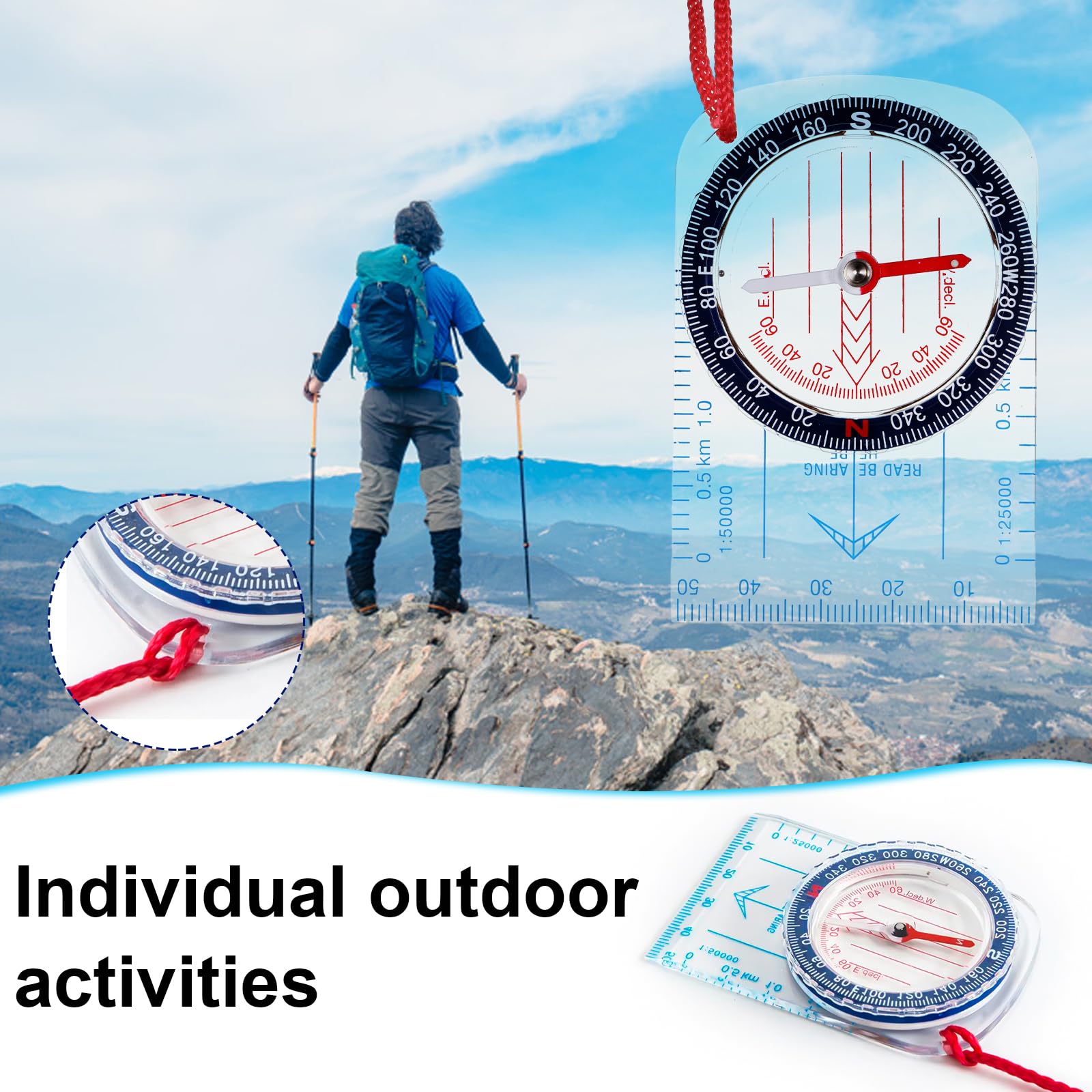 Boussole De Randonnée Étanche Avec Lanière Et Pochette – Navigation De Précision Pour Trekking, Camping Et Escalade