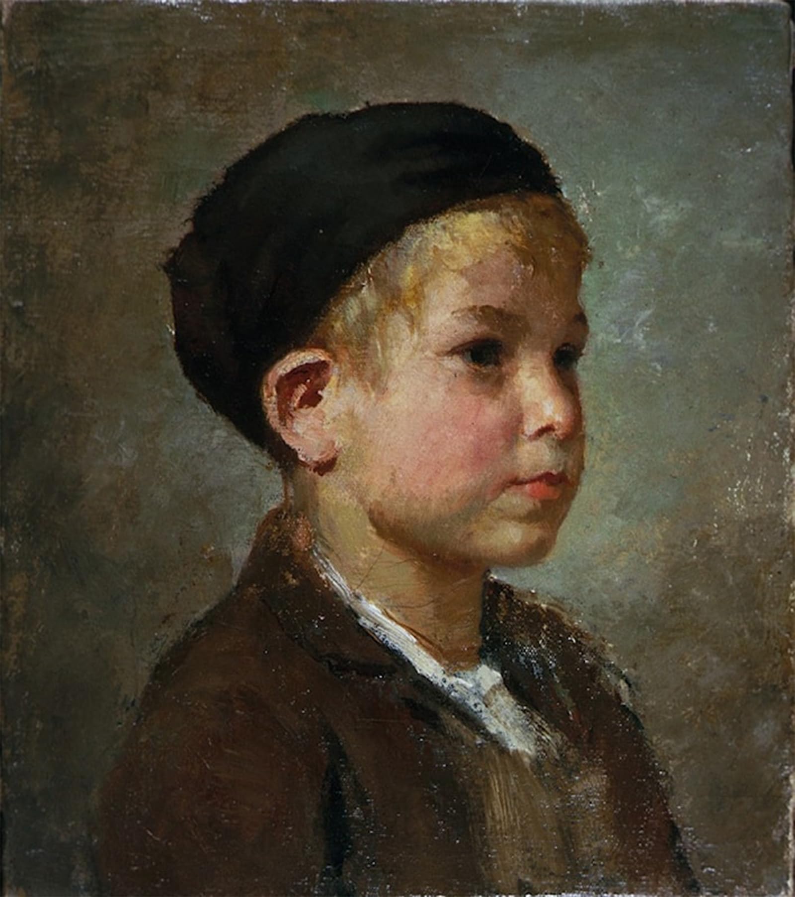 POSTERIIk Vintage Art Print Images Pictures Print Portrait of a Boy with Cap by Albert Anker Modern Colour Posters for Office Home Decor 60x90cm