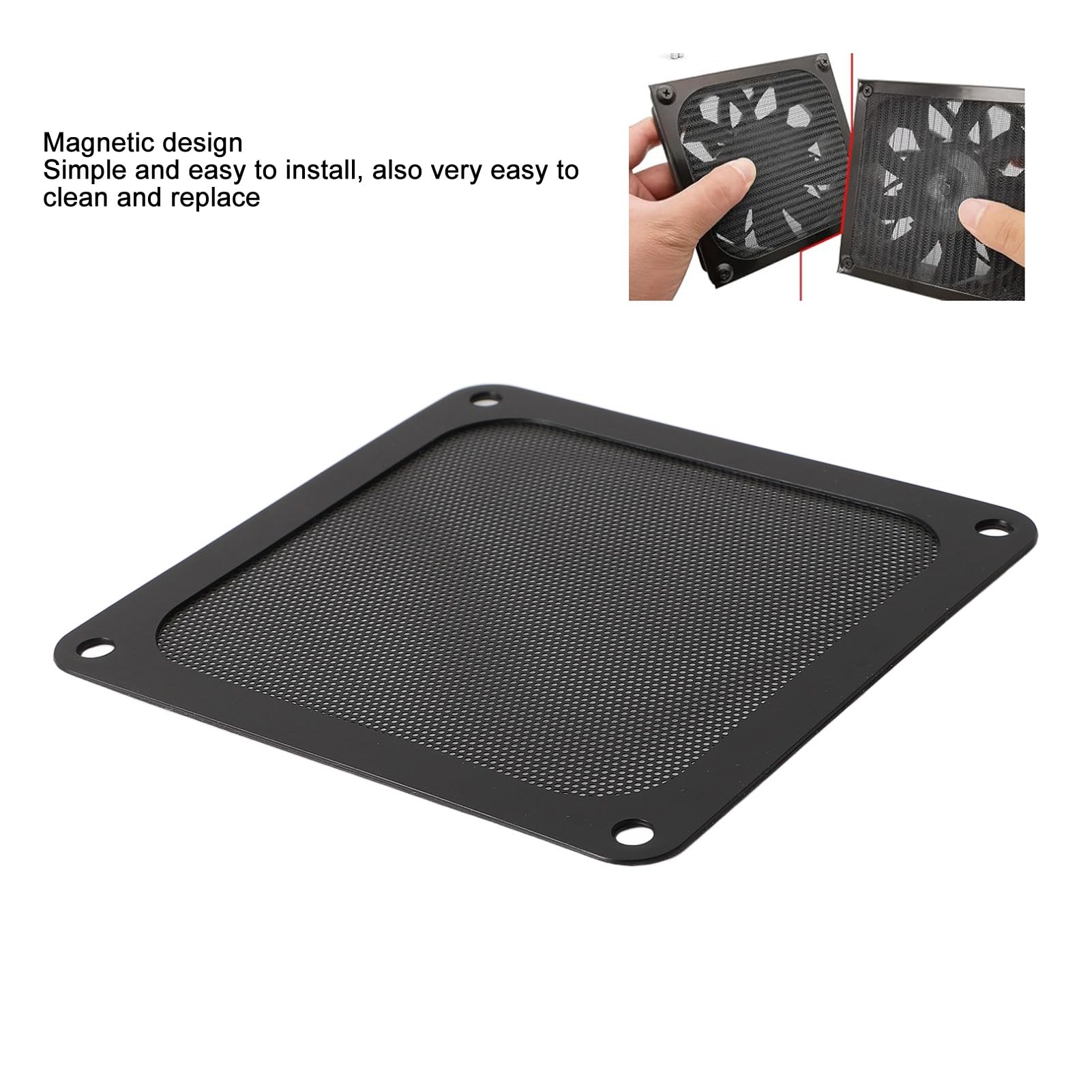 120 x 120mm DIY PC Case Dust Mesh Filter, [ 4 Pack ] PVC Soft Dust Filter Cover with Magnetic Frame, PC Case Cover (Black)