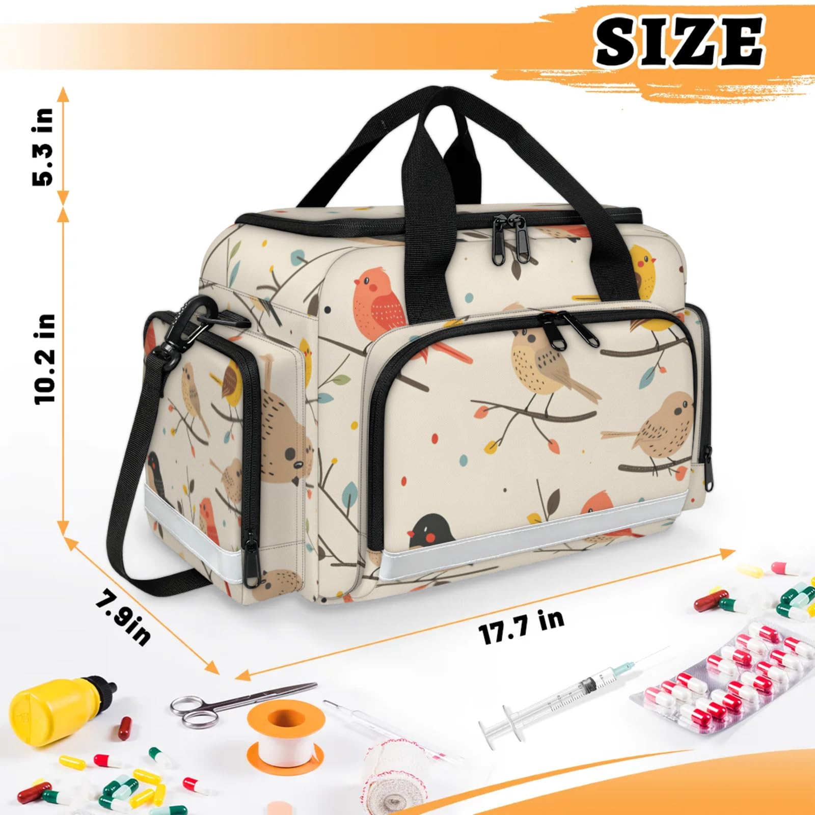 GzLeyigou First Aid Bags Empty, Wetland Birds Emergency Bag First Aid Kit Multiple Compartment Kit Carrier On Call Trauma Bag For Paramedics Emergency Medical Supplies Kit