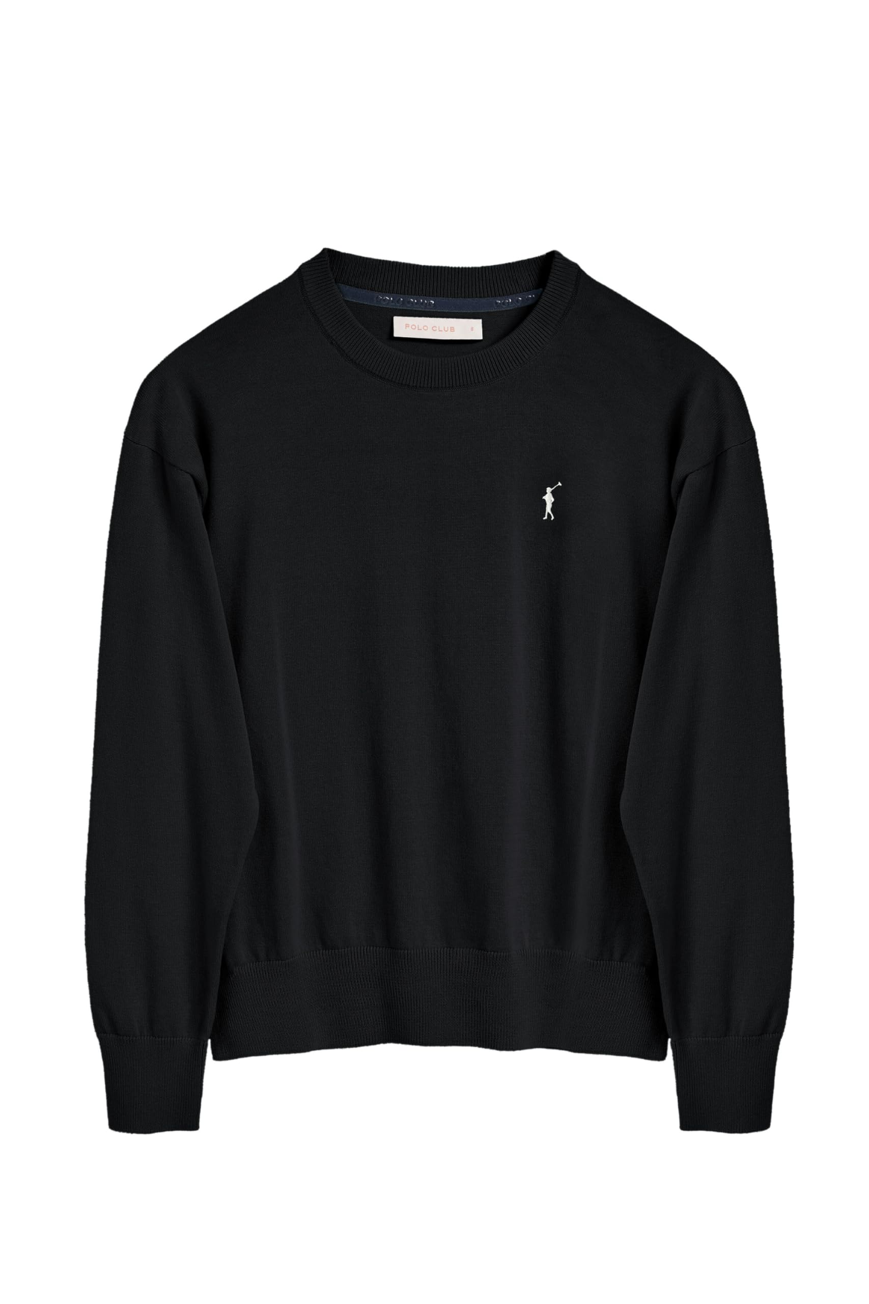 Polo Club Maglione in Maglia con Scollo Tondo e Logo da Donna