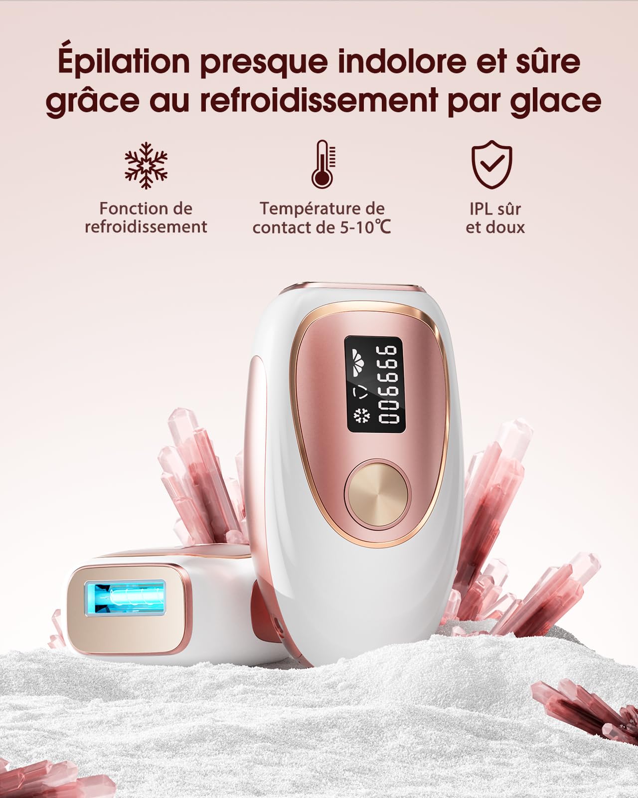 Haarlosy Épilateur Lumière Pulsée de Refroidissement, 999,900 Flashes IPL Laser Épilateur Definitive, 2 Modes 5 Niveaux Énergie Épilation Laser pour Visage/Corps/Maillot/Aisselles, IFE04