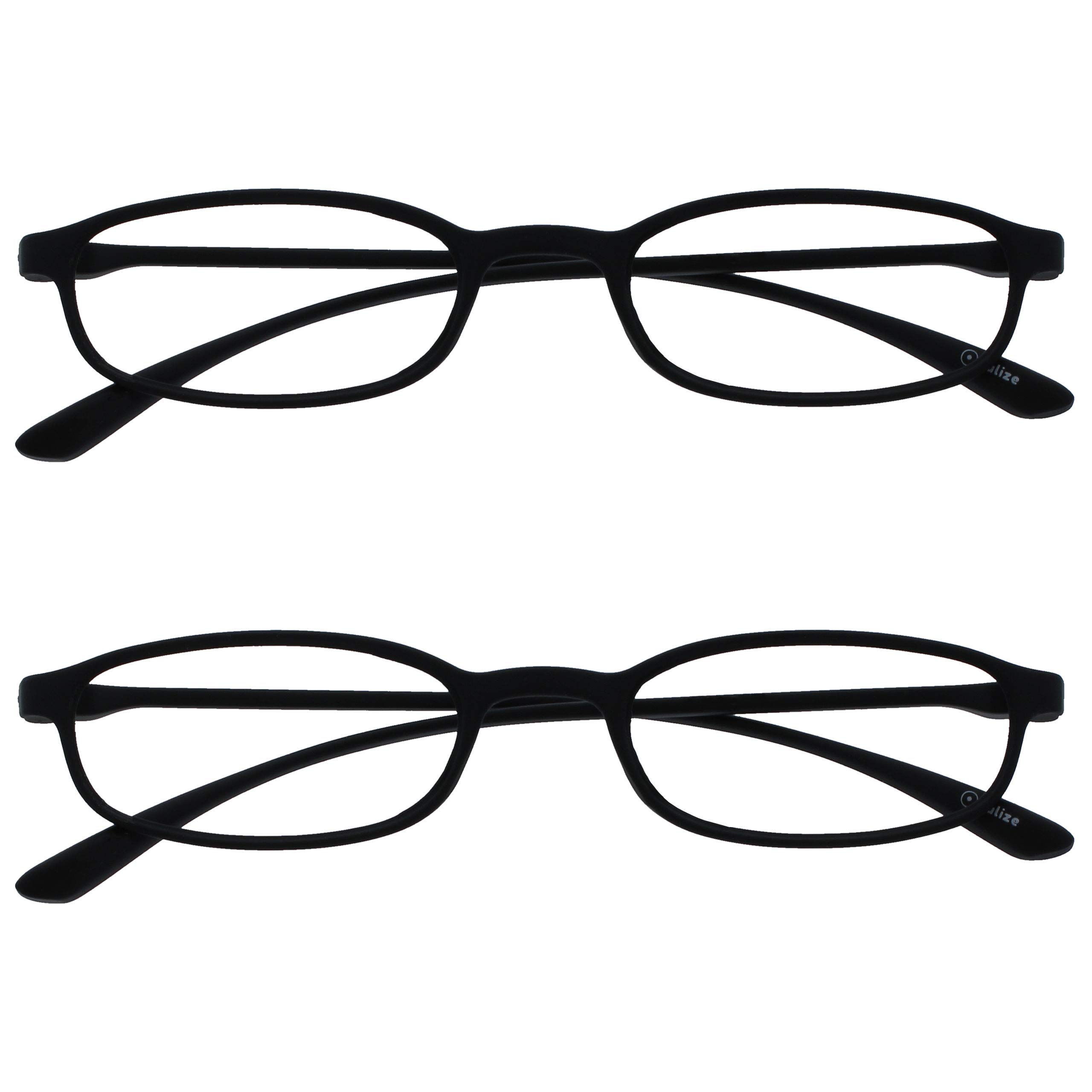 Opulize Fly Gafas de Lectura Pack de 2 Montura Estrecha Ultra Pequeña Ligera Flexible Plegable Negro Mate Lentes Resistentes a Arañazos Unisex Hombre Mujer RR67-1 +1.50