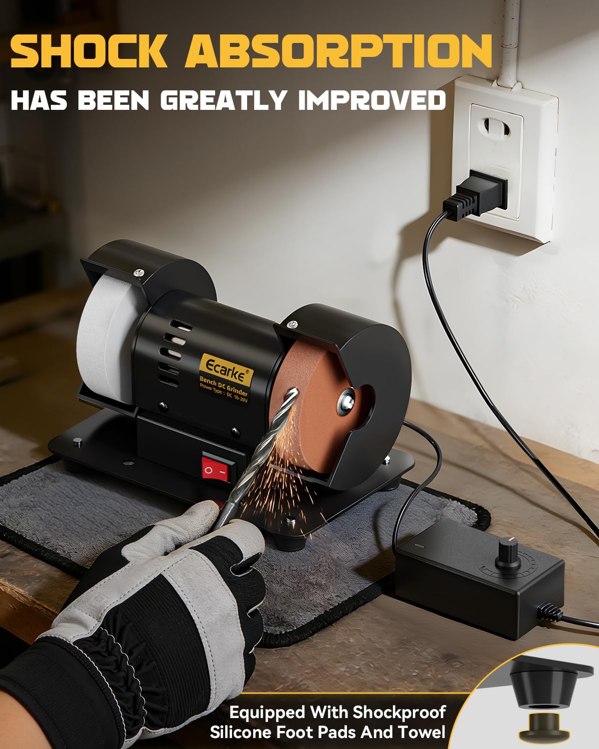 Ecarke 3" Mini Bench Grinder - DeWalt 20V Compatible -5