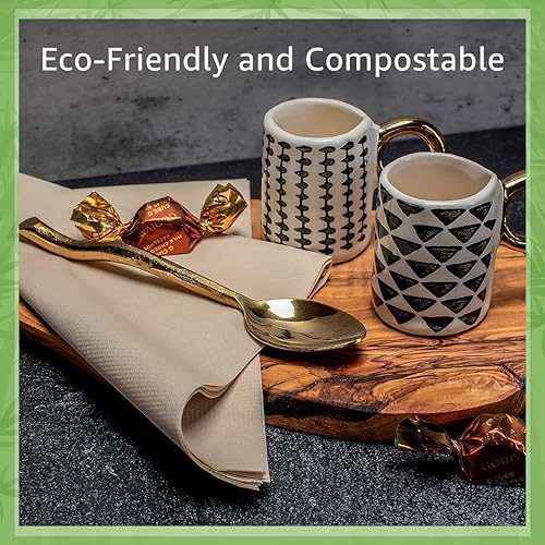 Miniatura 6 de Servilletas compostables 100% bambú (paquete de 200)  Servilletas resistentes para almuerzo, cena, eventos, ocasiones y entretenimiento, ecológicas,