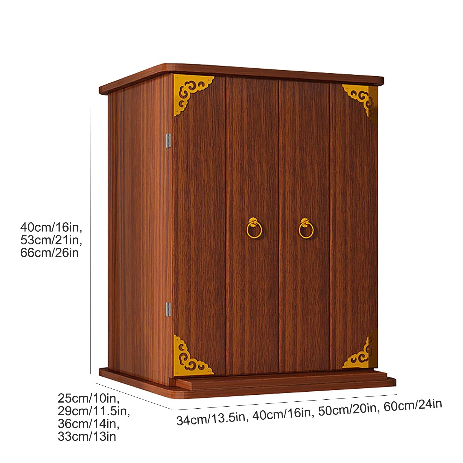 Persönlicher Altartisch, Wandmontierter Buddha-Statuenständer, Altartisch für Puja, Wahrsagerei, Anbetung, Präsentation von Gefäßen, Pflanzen und Büchern (Holz, 60 x 33 x 53 cm / 24 x 13 x 21 Zoll)
