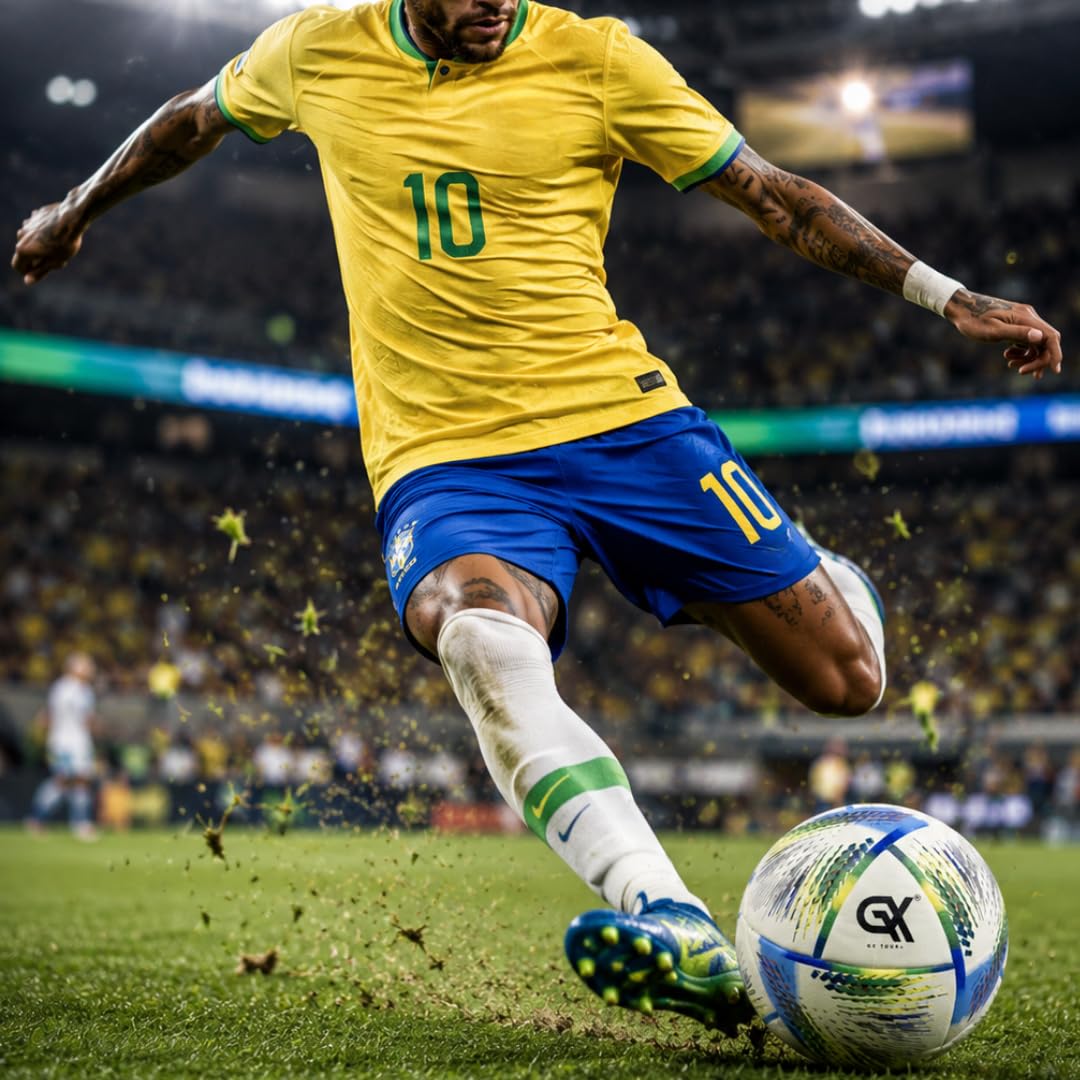 PU Fußball Größe 5 Thermo Bonded Seamless World Cup Edition Blau/Gelb/Grün