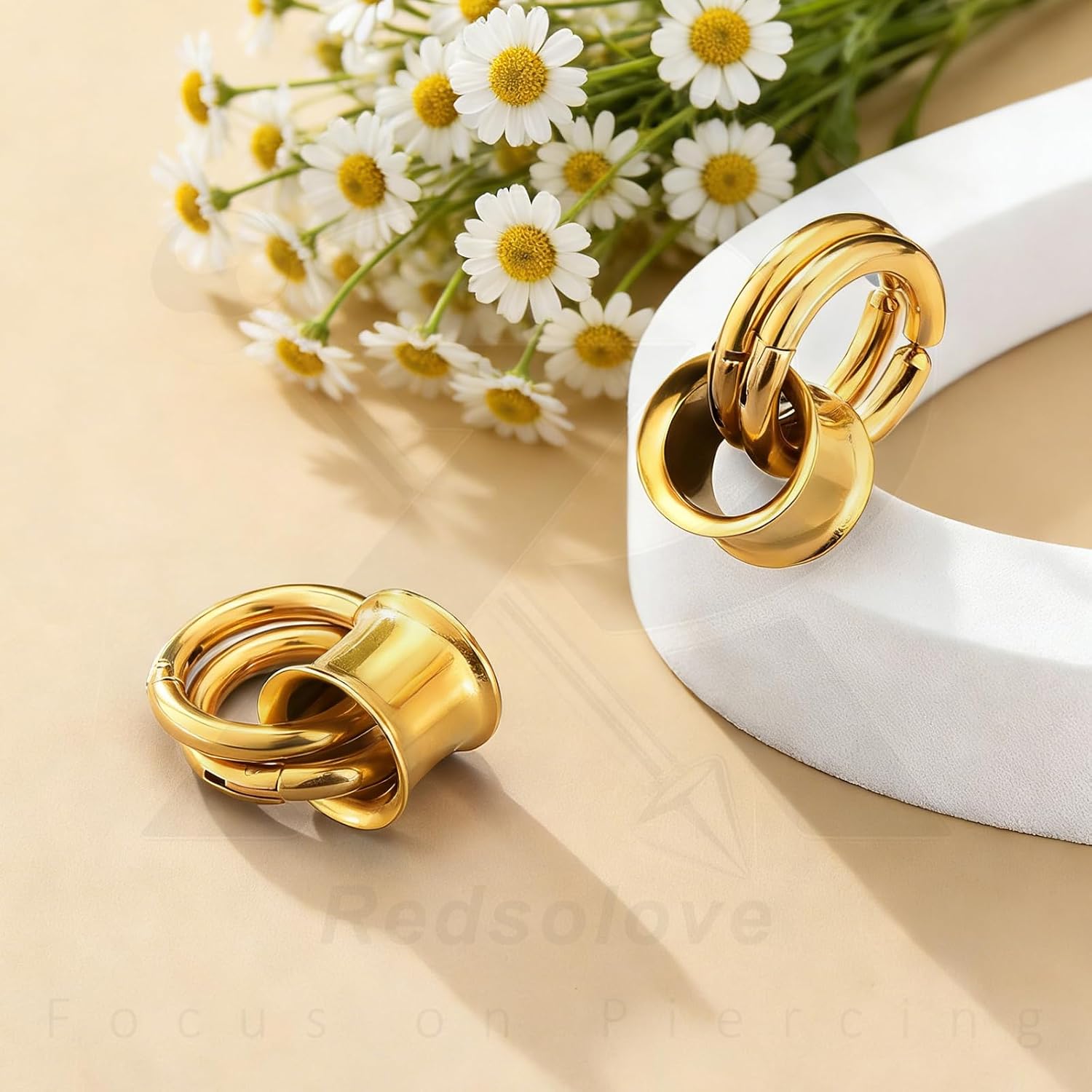 1 Pair Ear Guages with Rings 316L Stainless Steel Saddle Plugs for Ears Hypoallergenic Hoop Earrings Weights Stretchers Ears Tunnels Expander Piercing 0G 00G 1/2" 9/16"