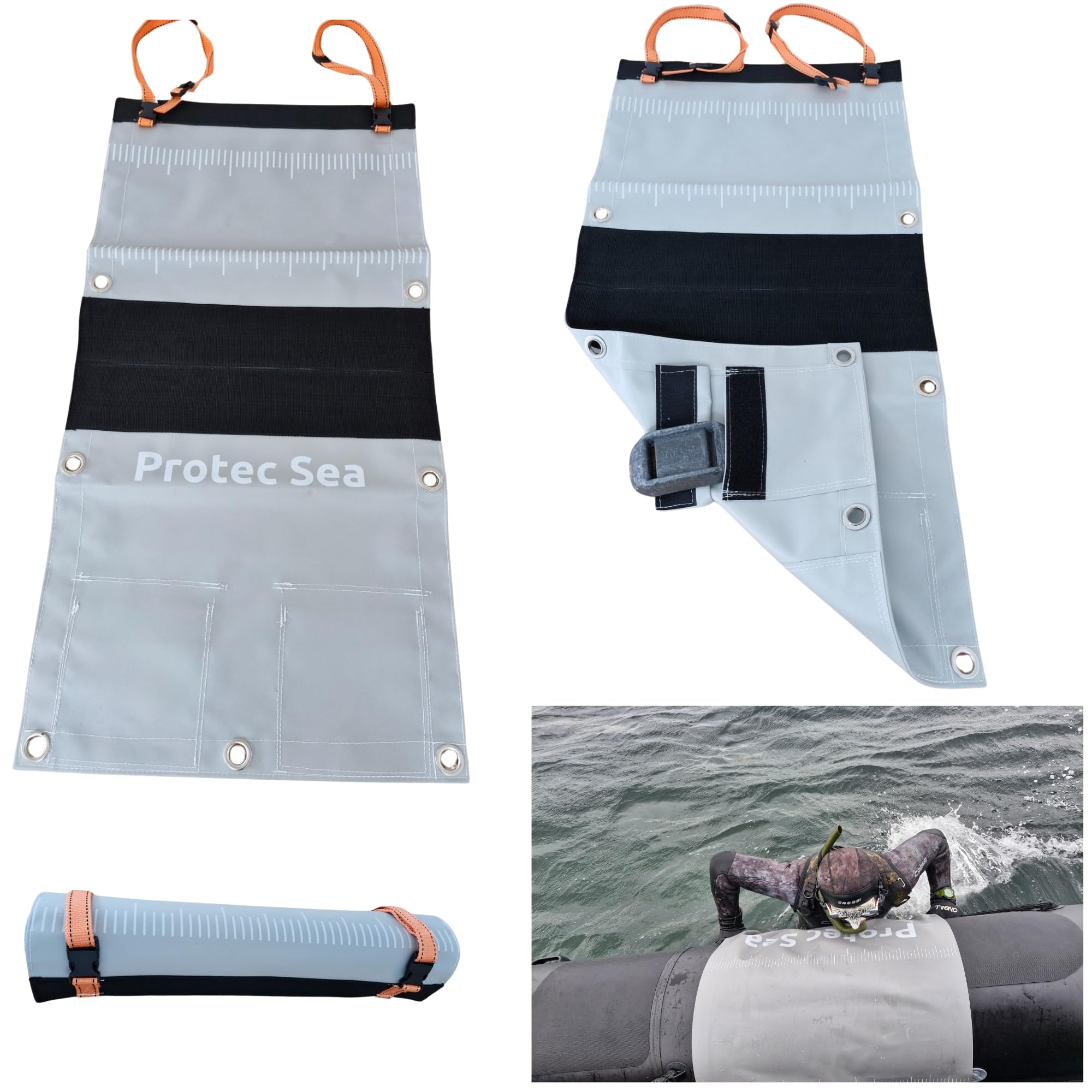 Tapis de Protection/Chasse sous Marine/Plongee/Passage Plongeur/PROTEGEZ Vos FLOTTEURS et Franc-Bords/Relevez Vos Lignes, Filets, casiers/Préparez Vos Poissons/ 50 * 100 cm Gris
