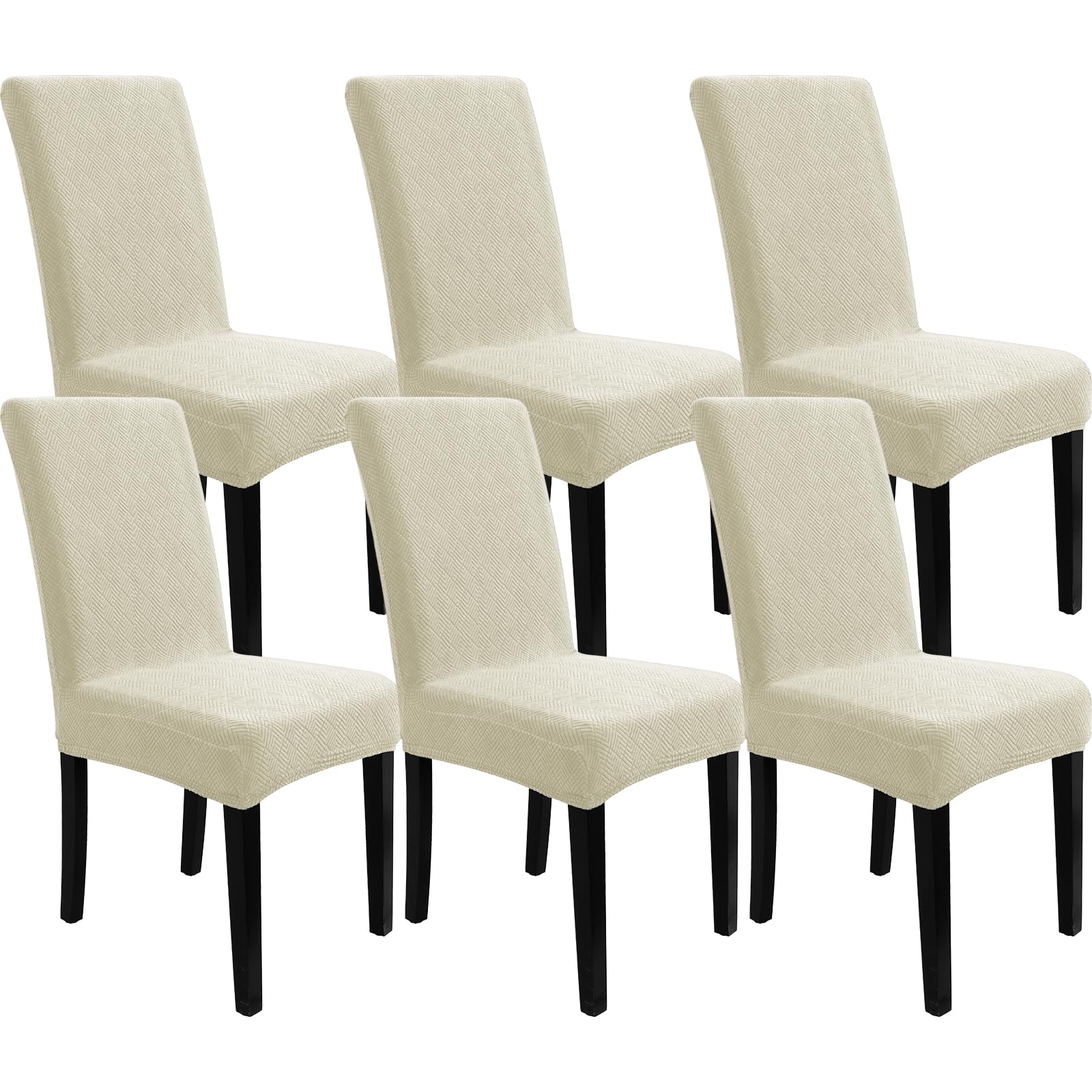 YSTELLAA Fundas Sillas De Comedor Pack 6, Fundas Sillas Ajustables, Fundas para Sillas Elásticas Modernas, Funda Protectora Sillas Lavables para Cocinas, Restaurantes Y Hogar, Beige