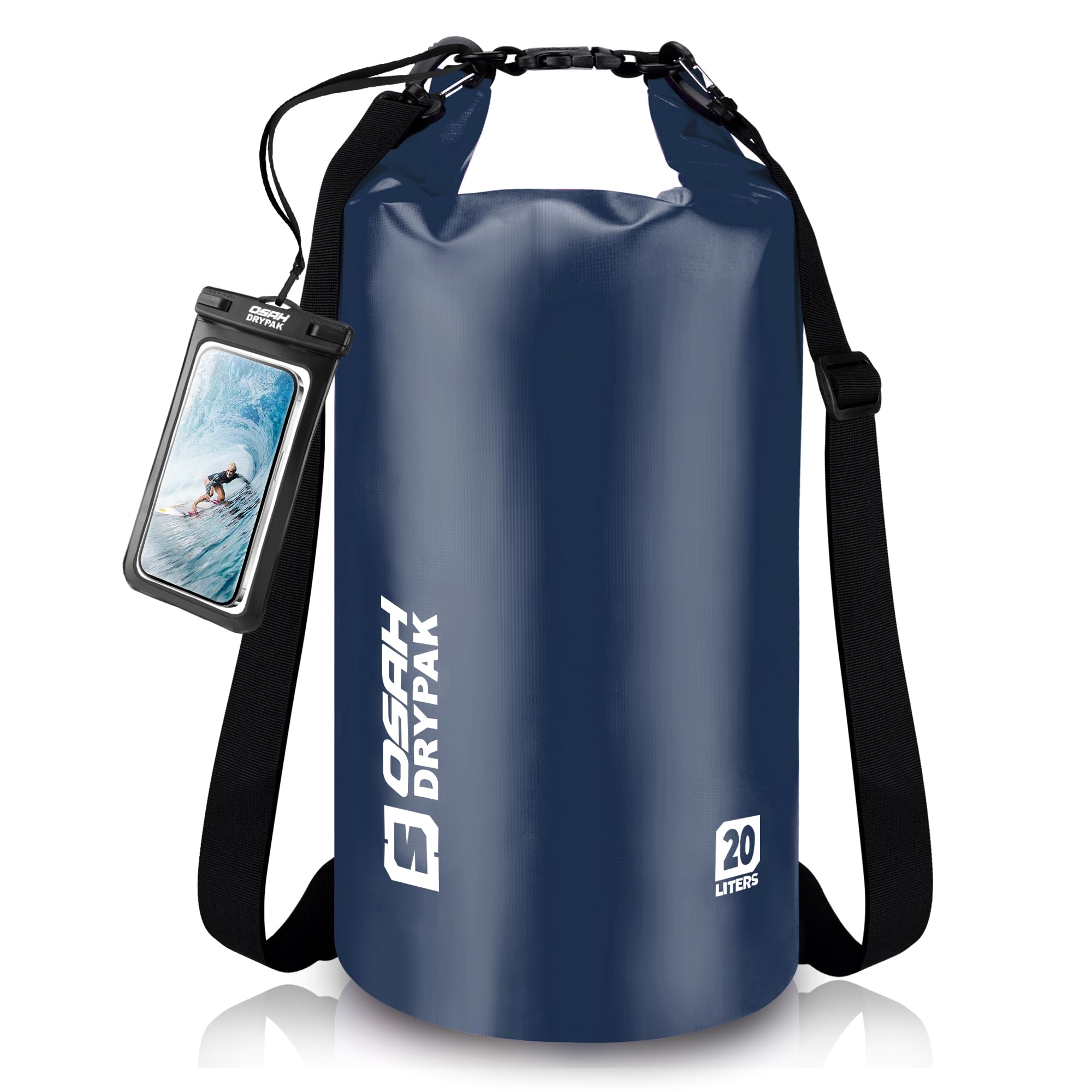 OSAH DRYPAK Dry Bag wasserdichte Tasche 5L/10L/20L/30L/40L Drybag Rucksack Wasserdicht Beutel mit Schultergurt und Wasserfester Handyhülle für Wassersport, Kajakfahren, Bootfahren, Camping