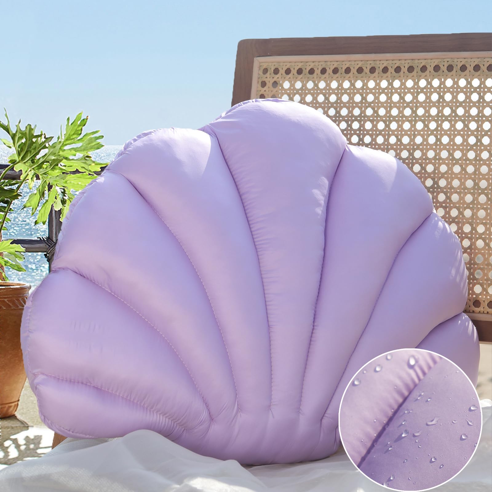 YRXRUS Outdoor Seashell Pillow Light Purple Shell Pillows Small 13x10 Inch Waterproof Throw Pillows for Beach Patio Furniture