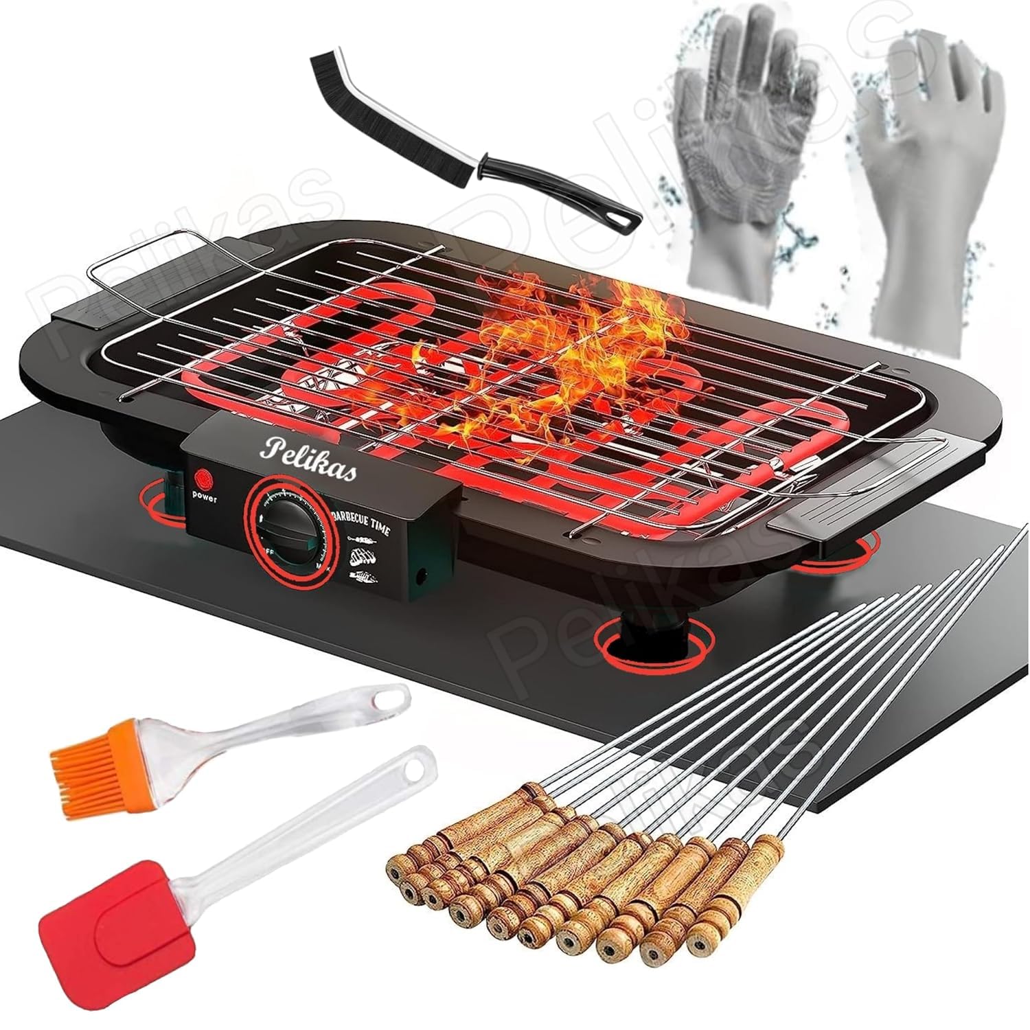 Quality Electric Barbeque Grill Set for home Indoor Outdoor Smokeless Barbeque Gril Veg-Nonveg Griller Tandoor Barbicue 2000W Electric bbq grill Set for home BBQ Griller for Fish, Paneer Tikka-image-34