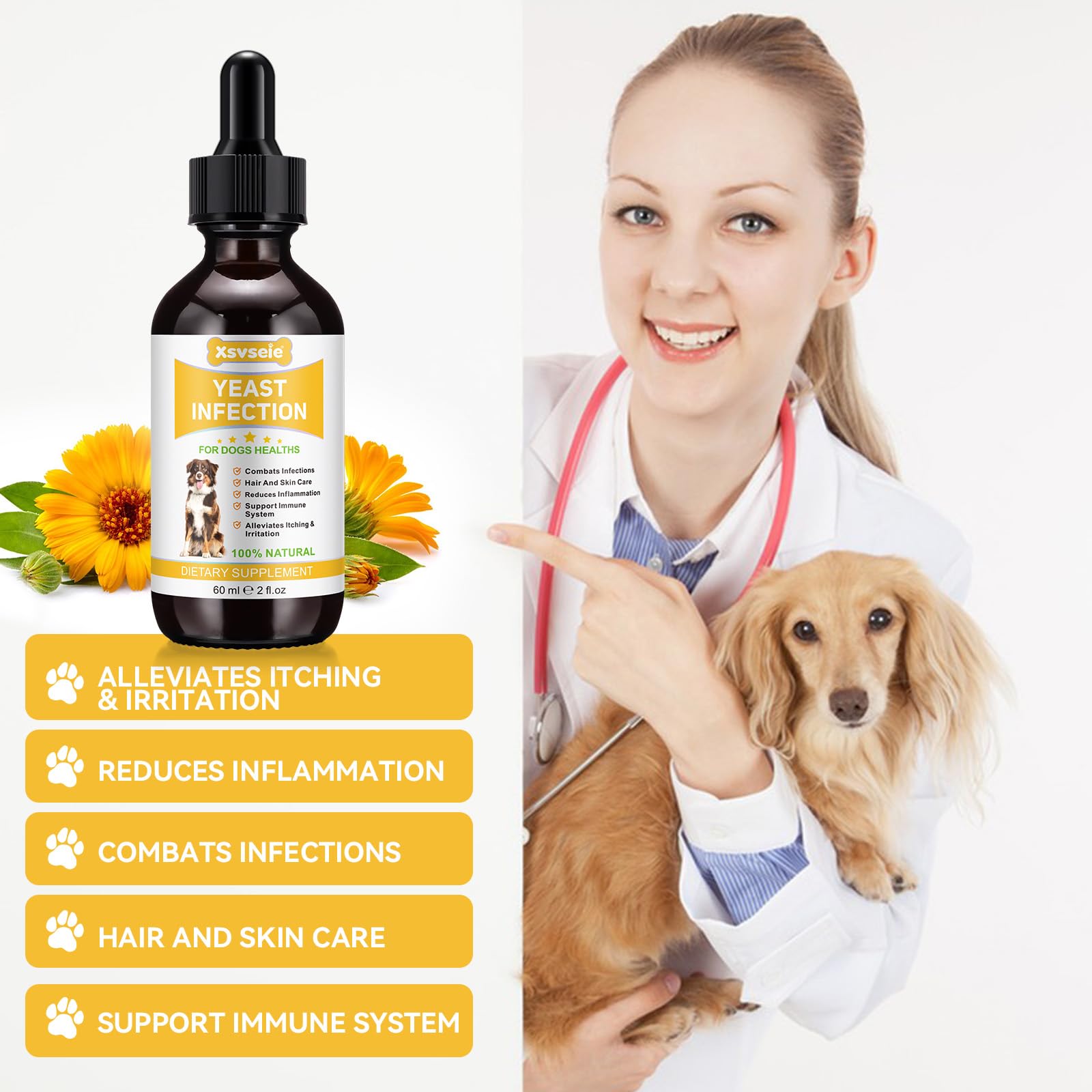 Yeast Infection Treatment for Dogs, Naturally Supports Dog Healthy Itch Relief, Ear Infection Treatment, Dogs Allergy Relief, Inflammation Relief & More 2 fl.Oz — view 8