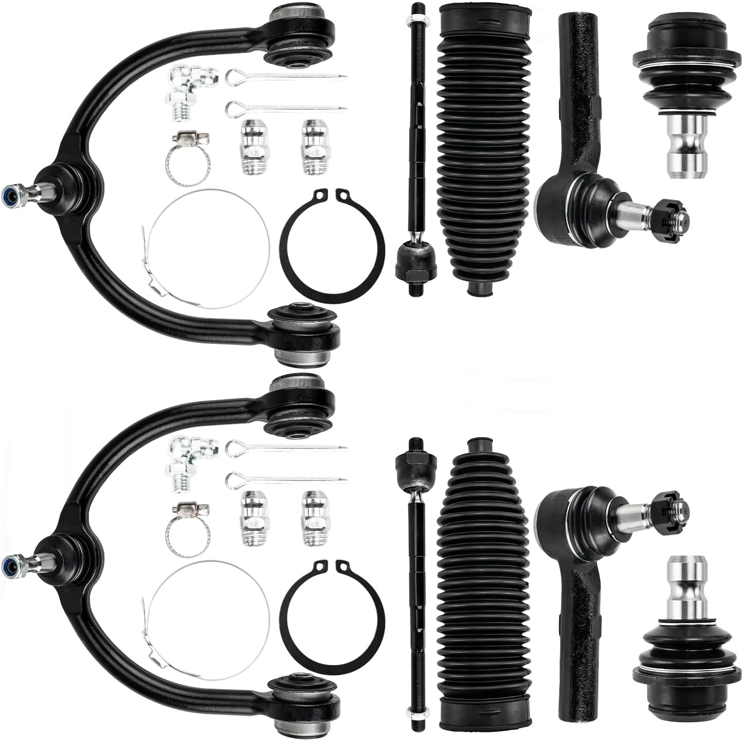 PHILTOP 12pcs Front Suspension Kit for Grand Cherokee 2005-2010, Commander 2008-2010, Upper Control Arms Lower Ball Joints Tie Rod Boots Sway Bar Link K620188 K80629 K80861 ES80643 ES80644 EV80782