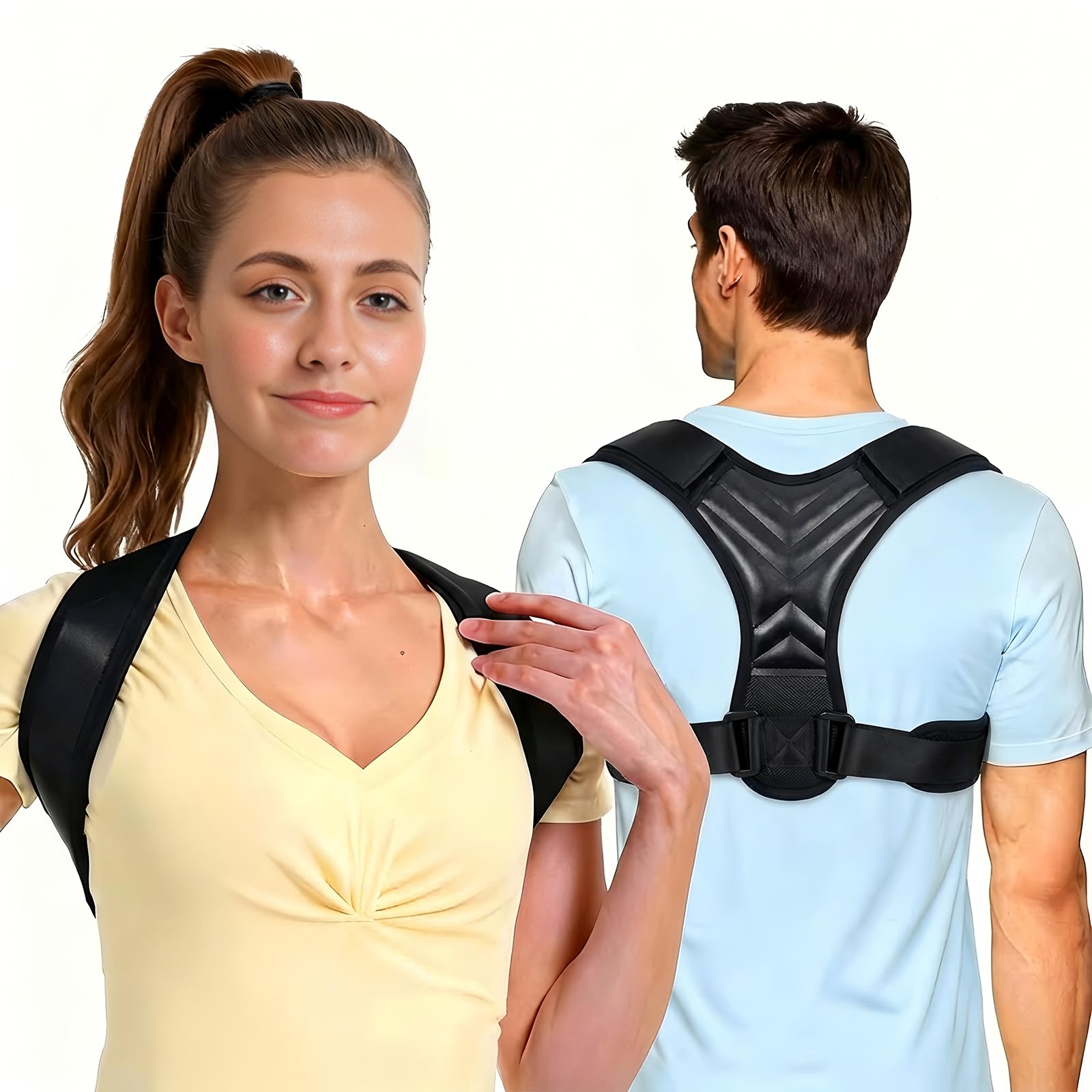 MinXin Rückenstützgürtel, Rücken Geradehalter, 1 Stück Haltungskorrektur Rücken Damen Herren, Rückenstütze, Haltungstrainer, Schultergurt Rückenkorrektur, Geeignet für Brustumfänge von 92-122 cm