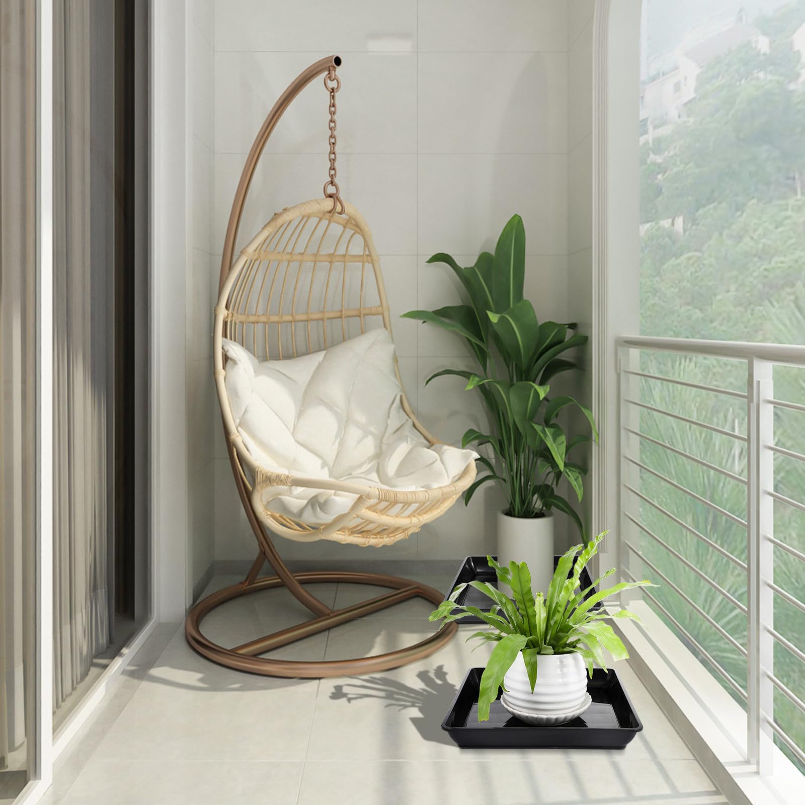 Toddmomy Bandejas de Plástico para Plantas (Paquete de 2): Platillos Cuadrados para Exteriores, Bandejas de Goteo para Macetas Y Balcones.