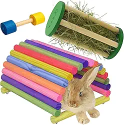 Kit Casinha Porta Feno e Brinquedo Para Mini Coelhos