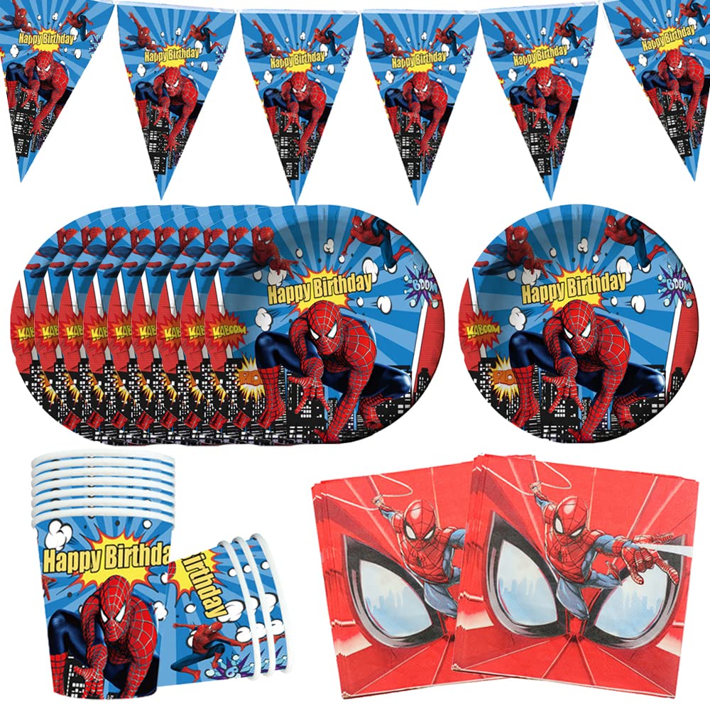 60 Stück Spider-Party Teller, 17,8 Cm, Einweg-Pappteller Mit Spinnennetz-Design - Für Helden-Themenpartys
