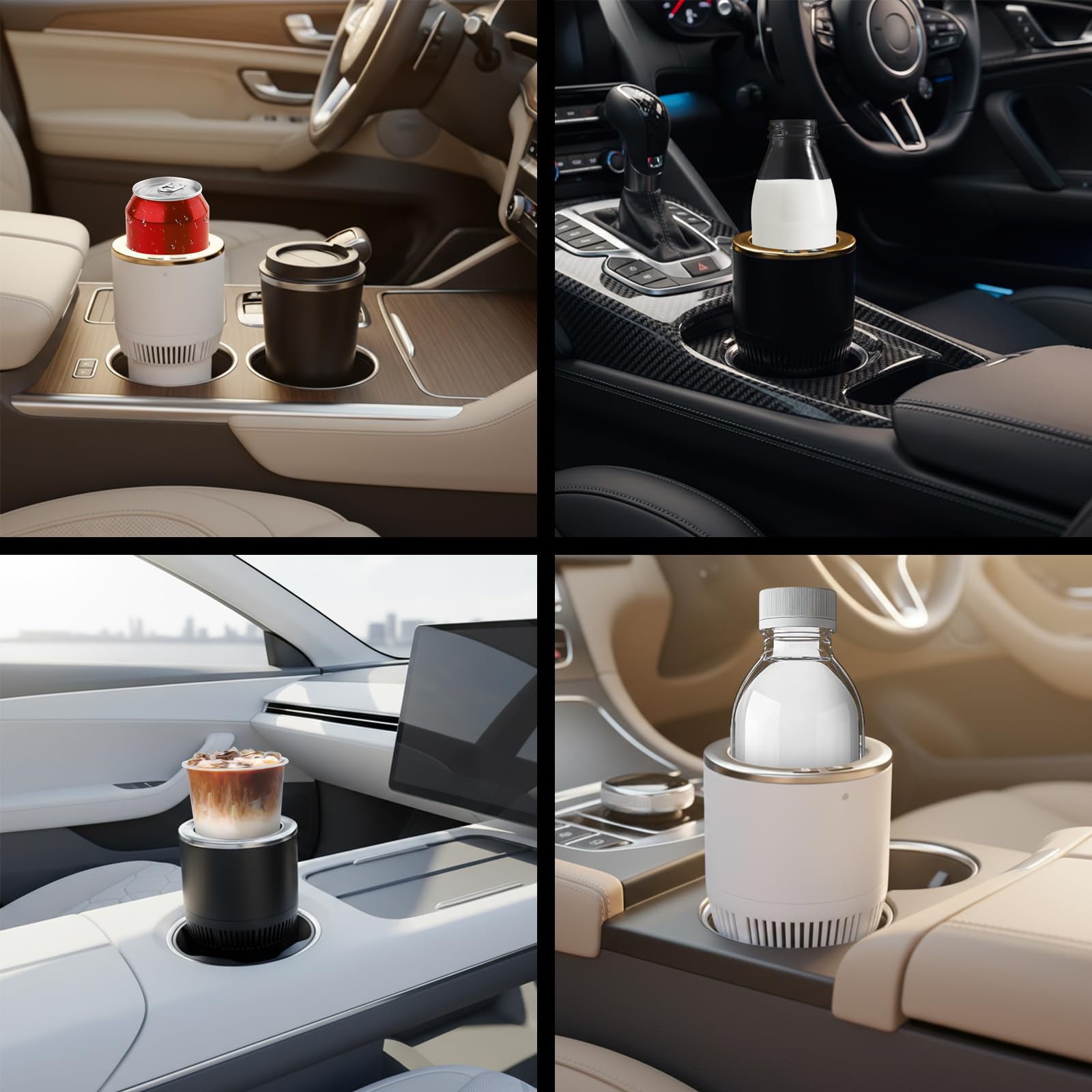 Supporto per tazza da auto 2 in 1 di alta qualità per scalda tazza per auto, perfetto per pendolari/viaggi su strada (nero e argento)