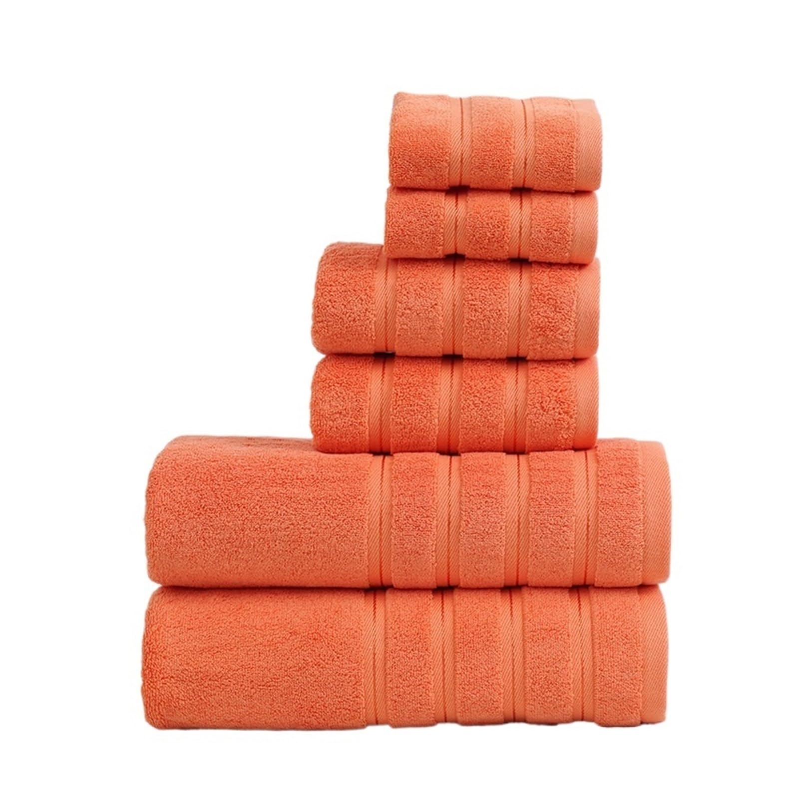 CHTKAGV 3-Piece Cotton Towel Set, Highly Absorbent Bath and Washcloths for Beach and Bathroom(Orange,35X35cm)