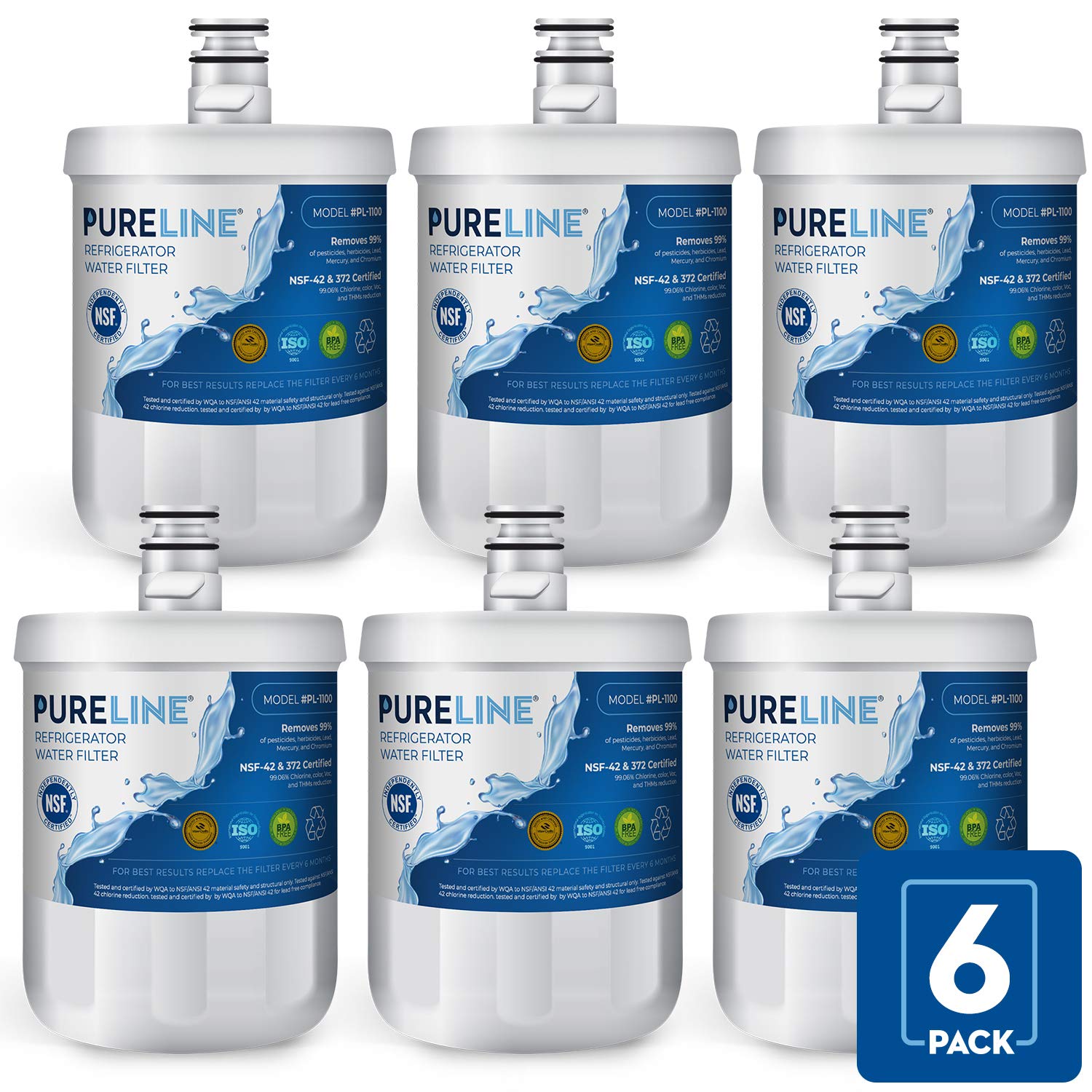 PURELINELT500P and 9890 Water Filter Replacement with Advance Filtration. Compatible with Kenmore 9890, LG LT500P, LG 5231JA2002A, LG GEN11042FR-08, LG LFX25974ST. and More. (6 Pack)
