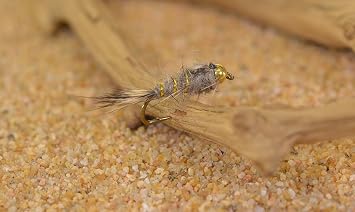 12 Flies -Bead Head Natural Hares Ear Mayfly Nymph Flies - Mustad Signature Fly Hook